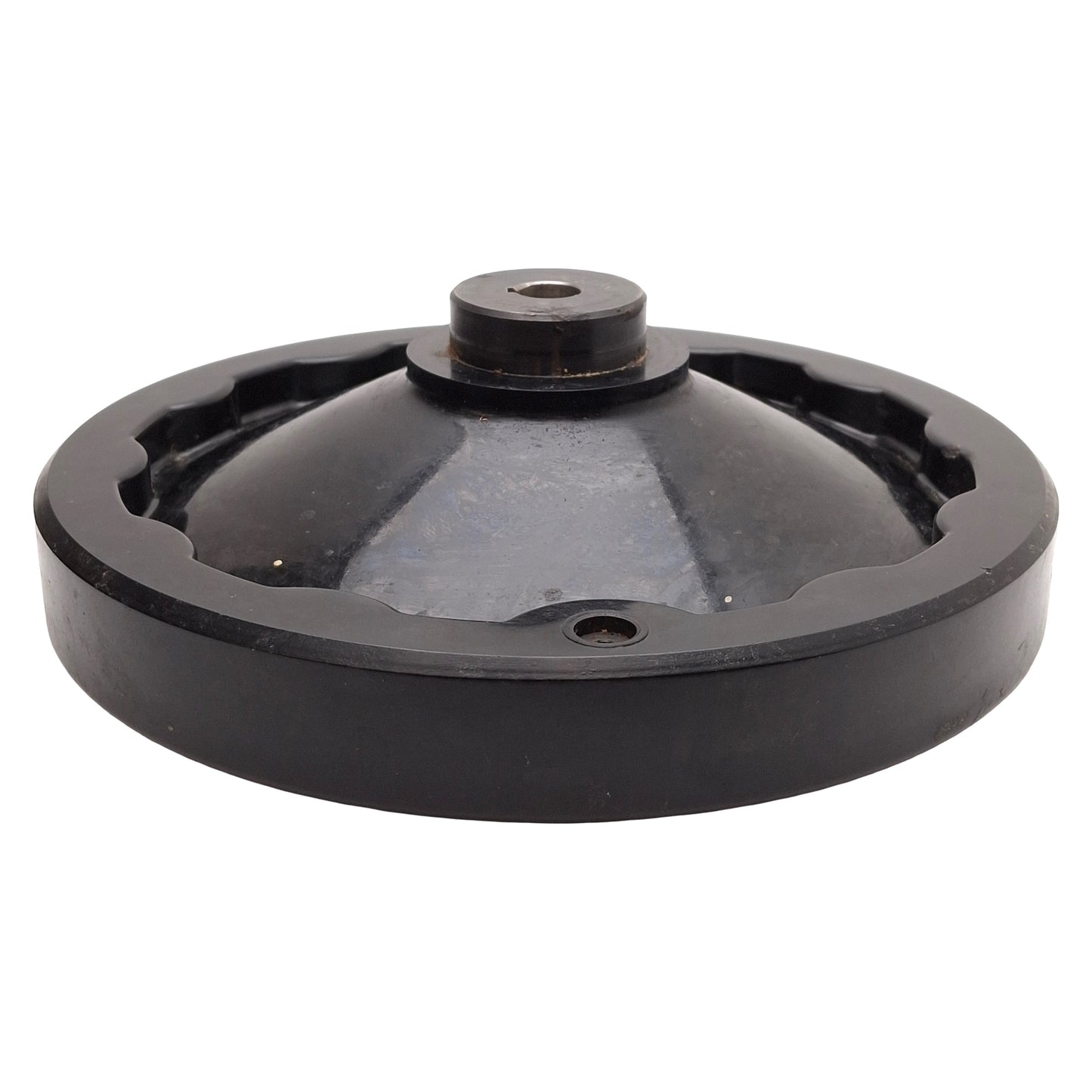 Used Elesa Solid Handwheel w/ Fold-Away Handle, ø250mm OD, ø5/8in Bore, Black