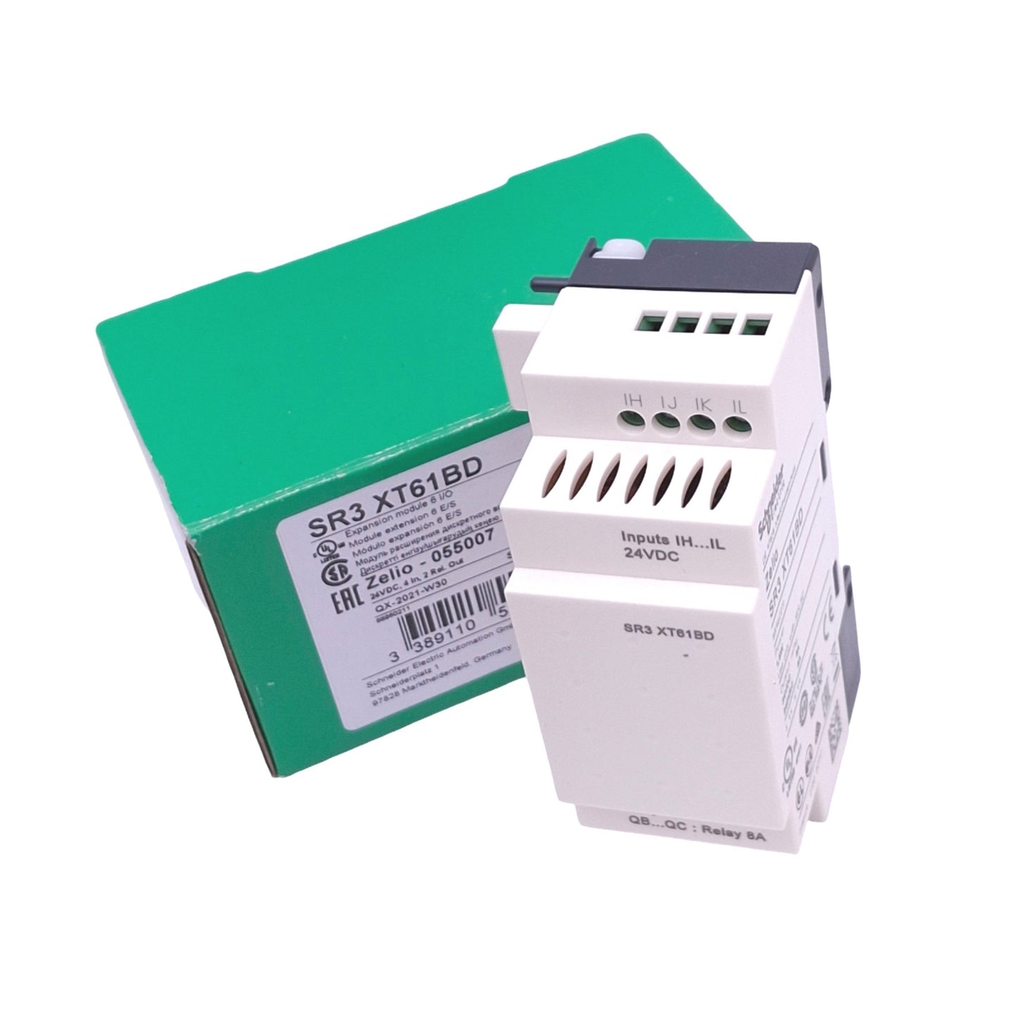 New Schneider Electric SR3XT61BD Expansion Module for Zelio Logic, 4DI 2RO, 24VDC