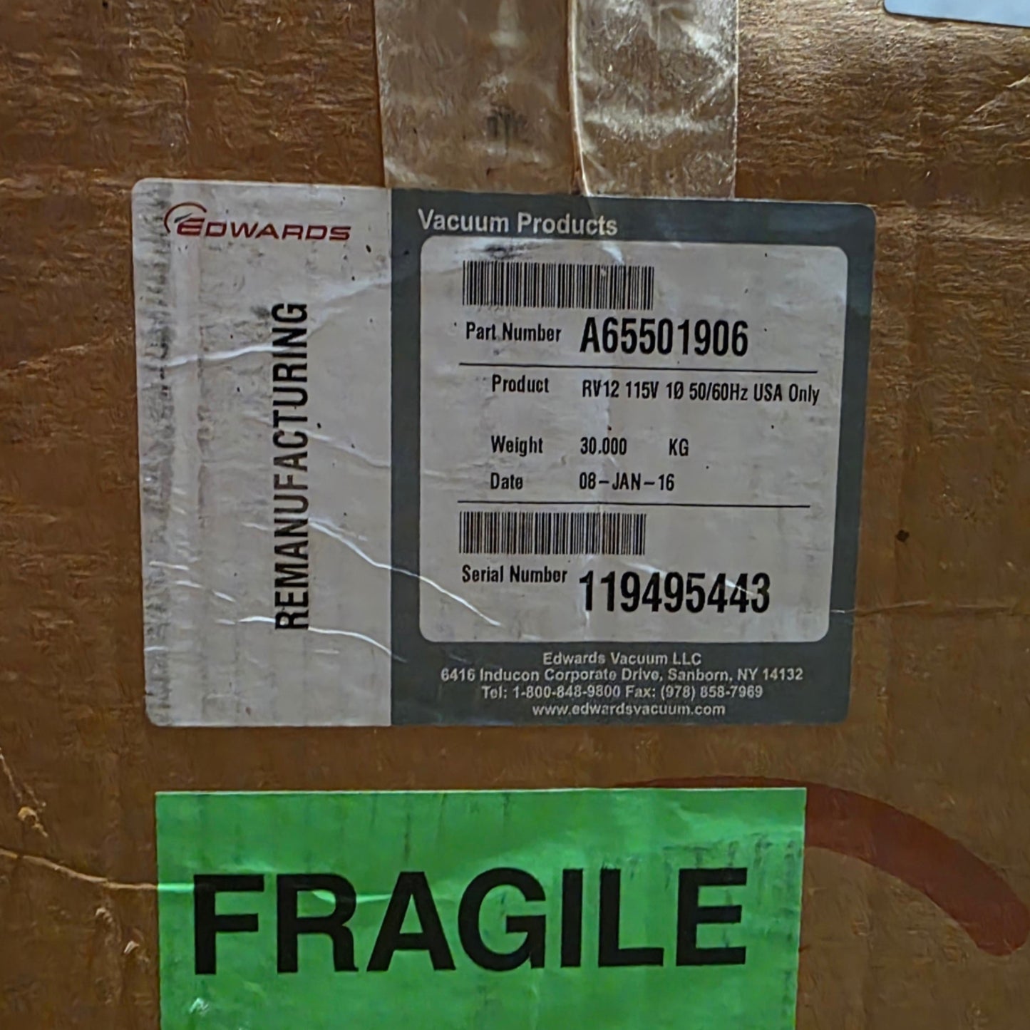 New – Open box Edwards RV12 Two Stage Rotary Vane Vacuum Pump 10CFM, 115VAC, 3 x 10-² mbar