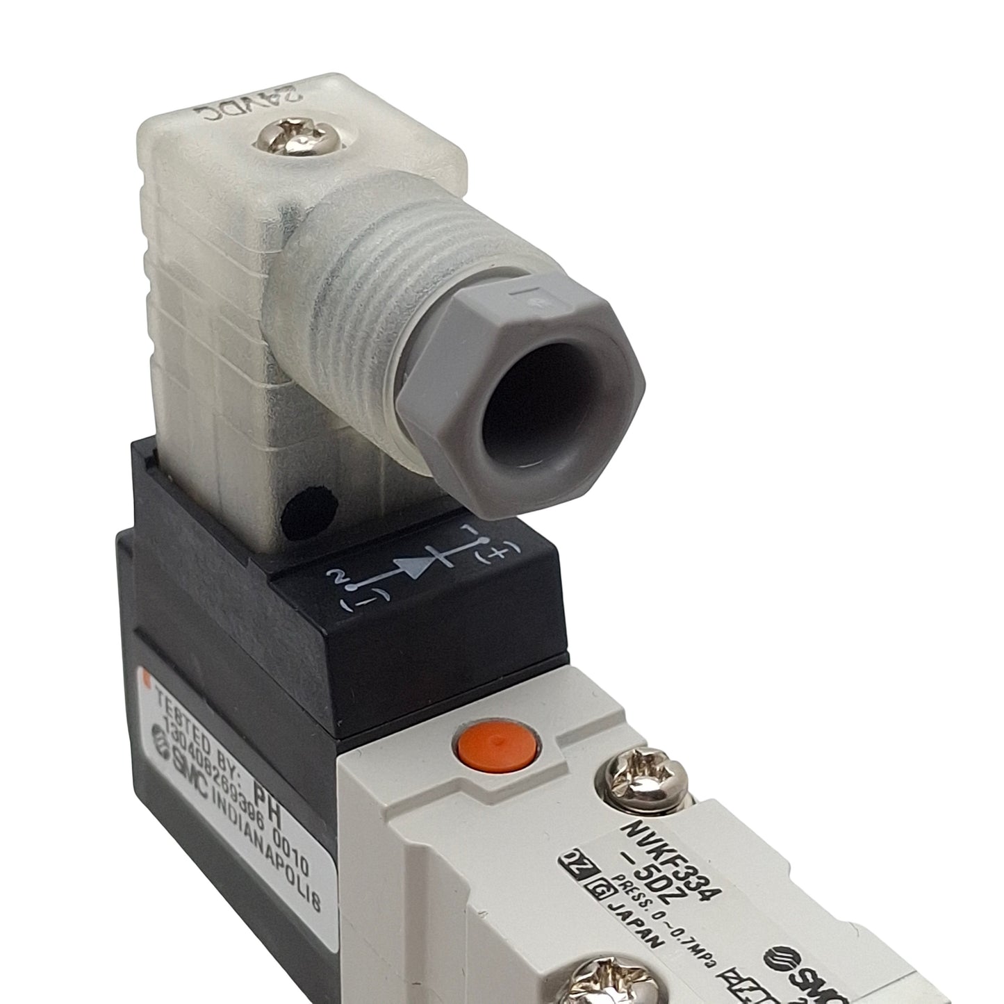 Used SMC NVKF334-5DZ-01T Solenoid Valve, 3/2-Way, 1/8in NPT, 0-0.7MPa, 24VDC Coil