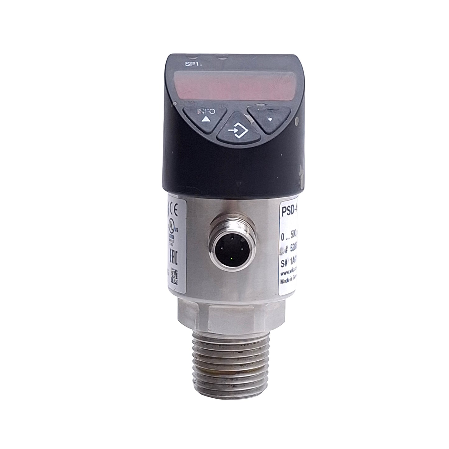 Used Wika PSD-4 Electronic Pressure Switch w/Display 0-500psi, 15-35VDC, 4-20mA Out