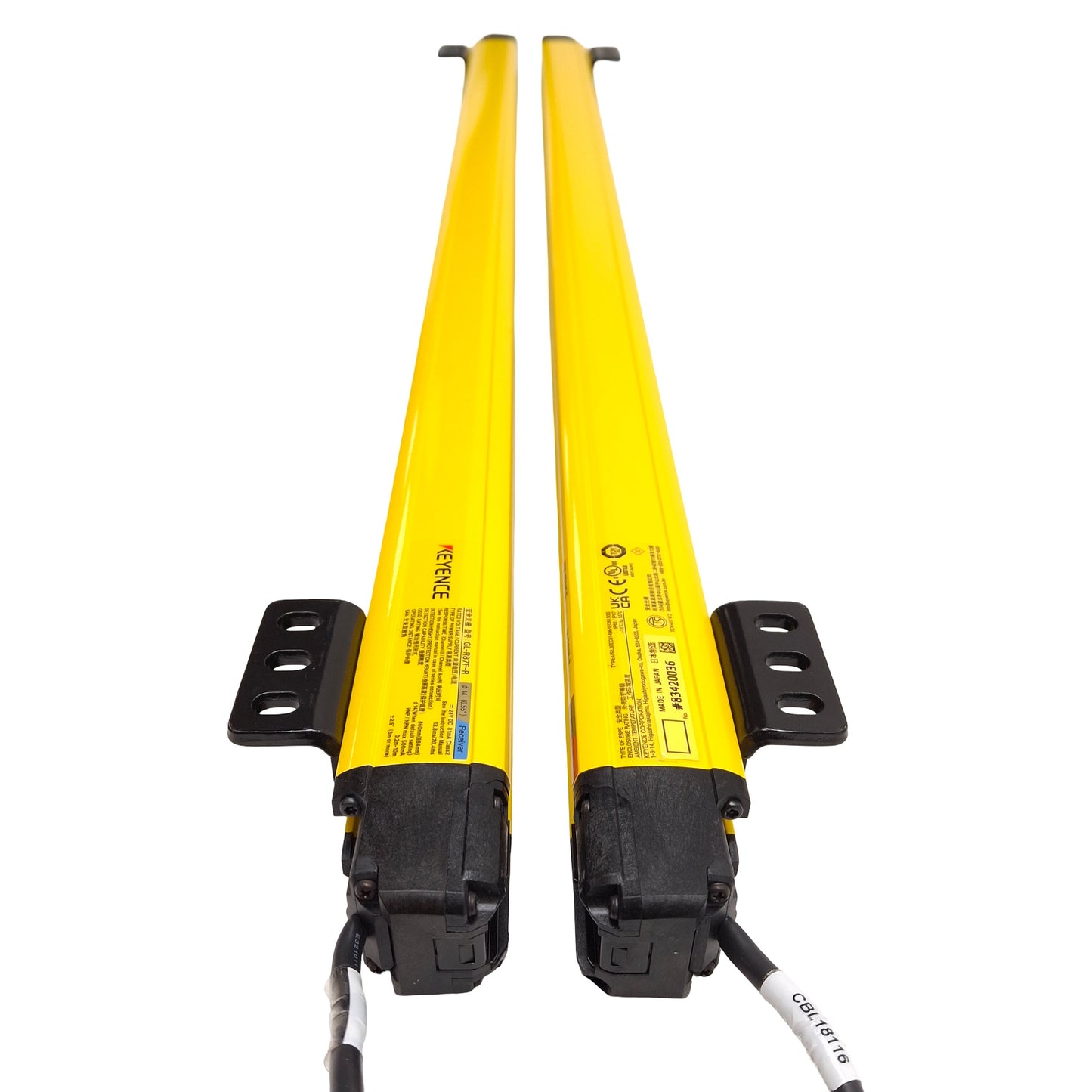 Used Keyence GL-R87F Safety Light Curtain Transmitter & Receiver, PNP, ø14mm, 24VDC