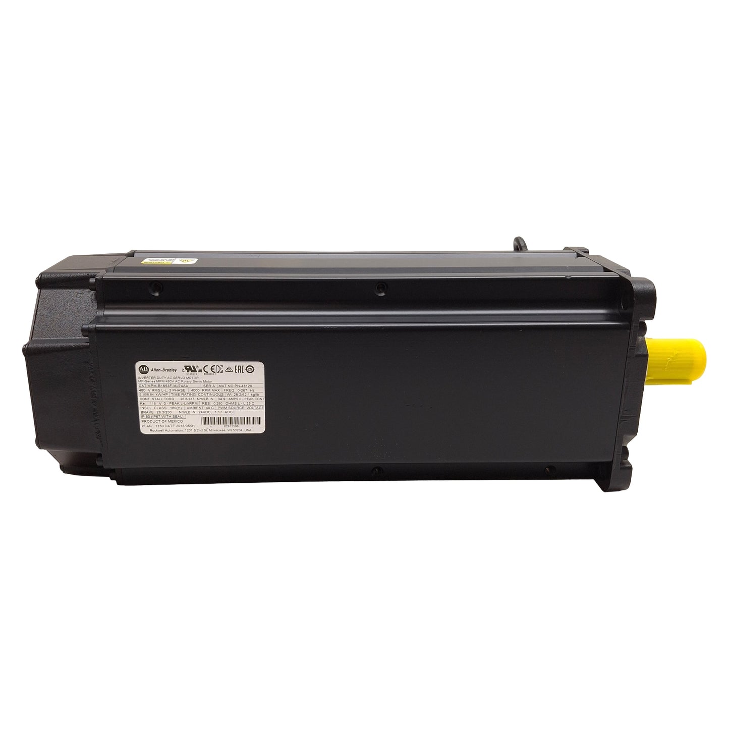 New Allen Bradley MPM-B1653F-MJ74AA Servo Motor 5.1kW/6.84HP, 3Ø 480VAC, 24VDC Brake