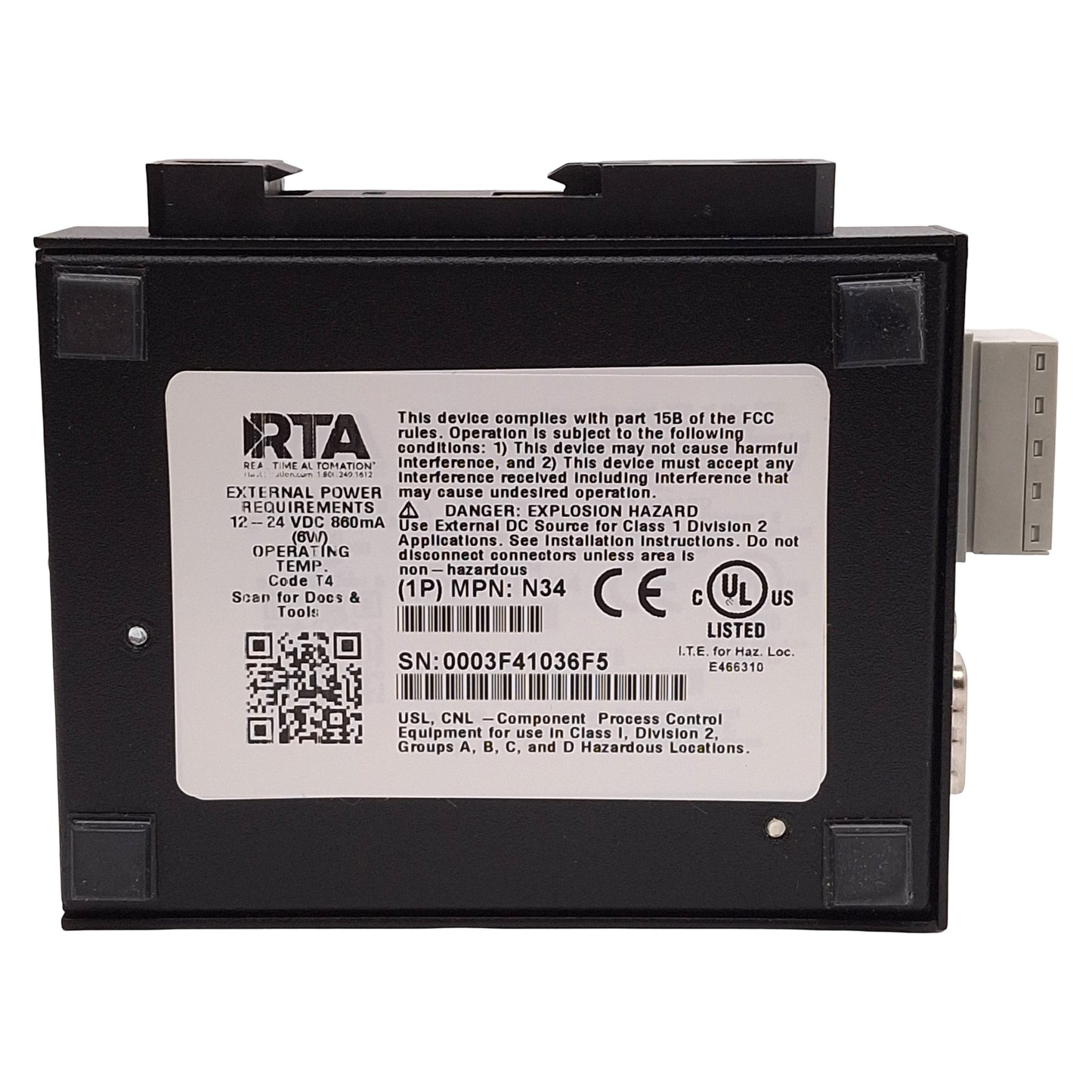 New – Open box RTA 460MCBC-N34-D Modbus TCP/IP Server to BACnet/IP Server Gateway, 12-24VDC