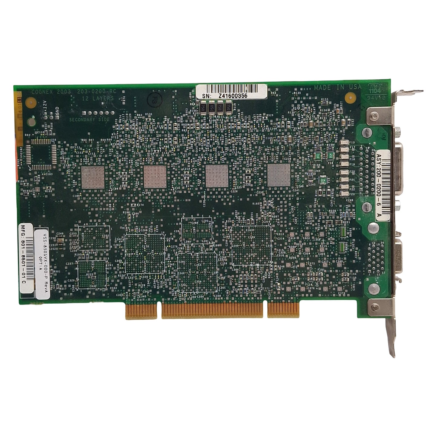 Used Cognex 203-0200-RC In-Sight Frame Grabber Card, PCI, HD DB26, MDR 20-Pin