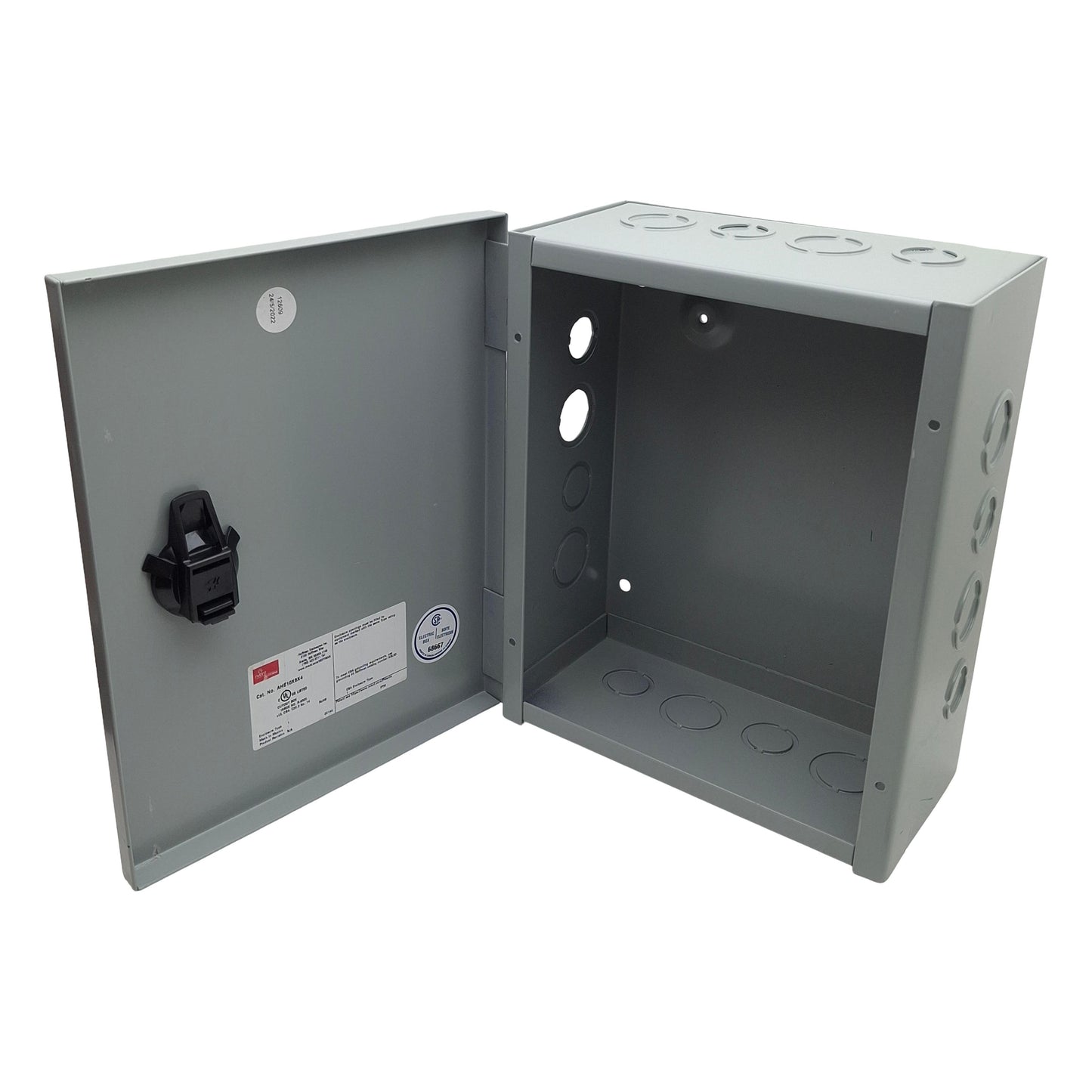 Used nVent AHE10X8X4 Hinge-Cover Gray Steel Enclosure 10in x 8in x 4in *Holes Cutout*