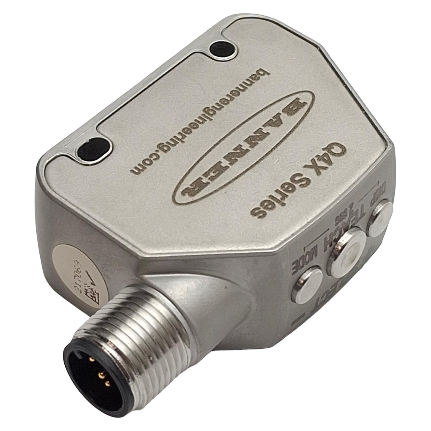 Used Banner Q4XFILAF110-Q8 Photoelectric Sensor 110mm Range, 12-30VDC, 4-20mA, 5P M12