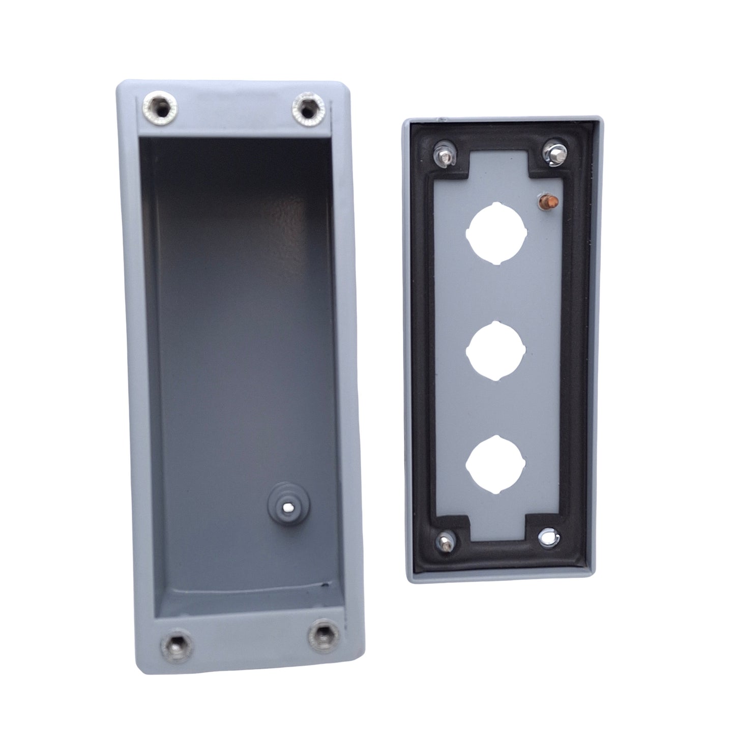 New – Open box Hammond MPB-3 Wall Mount Pushbutton Enclosure, 3-Hole, 7 x 3x 4in, 22mm PB