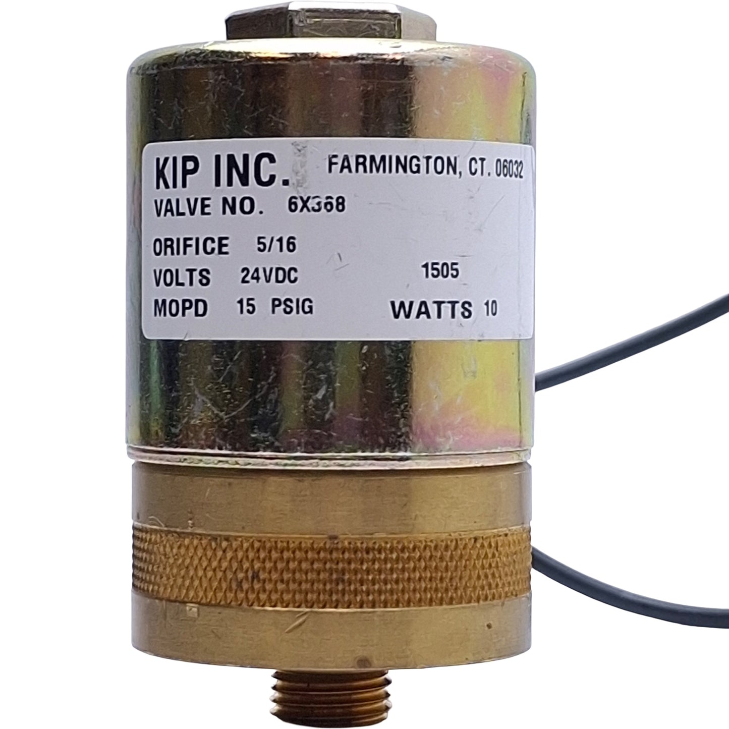 Used KIP 6X368 Solenoid Valve, Orifice 5/16", 15 PSIG, Watts 10, Coil Voltage 24V DC