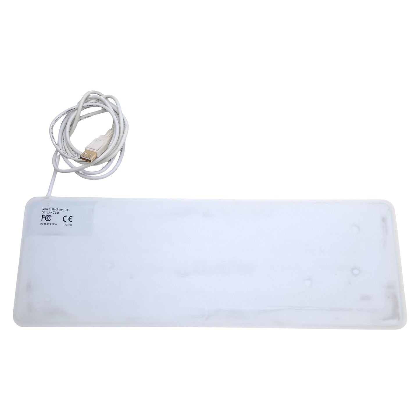 Used Man & Machine Simply Cool Drip Proof Full Size Keyboard USB, 15x5.5in, 6ft Cable