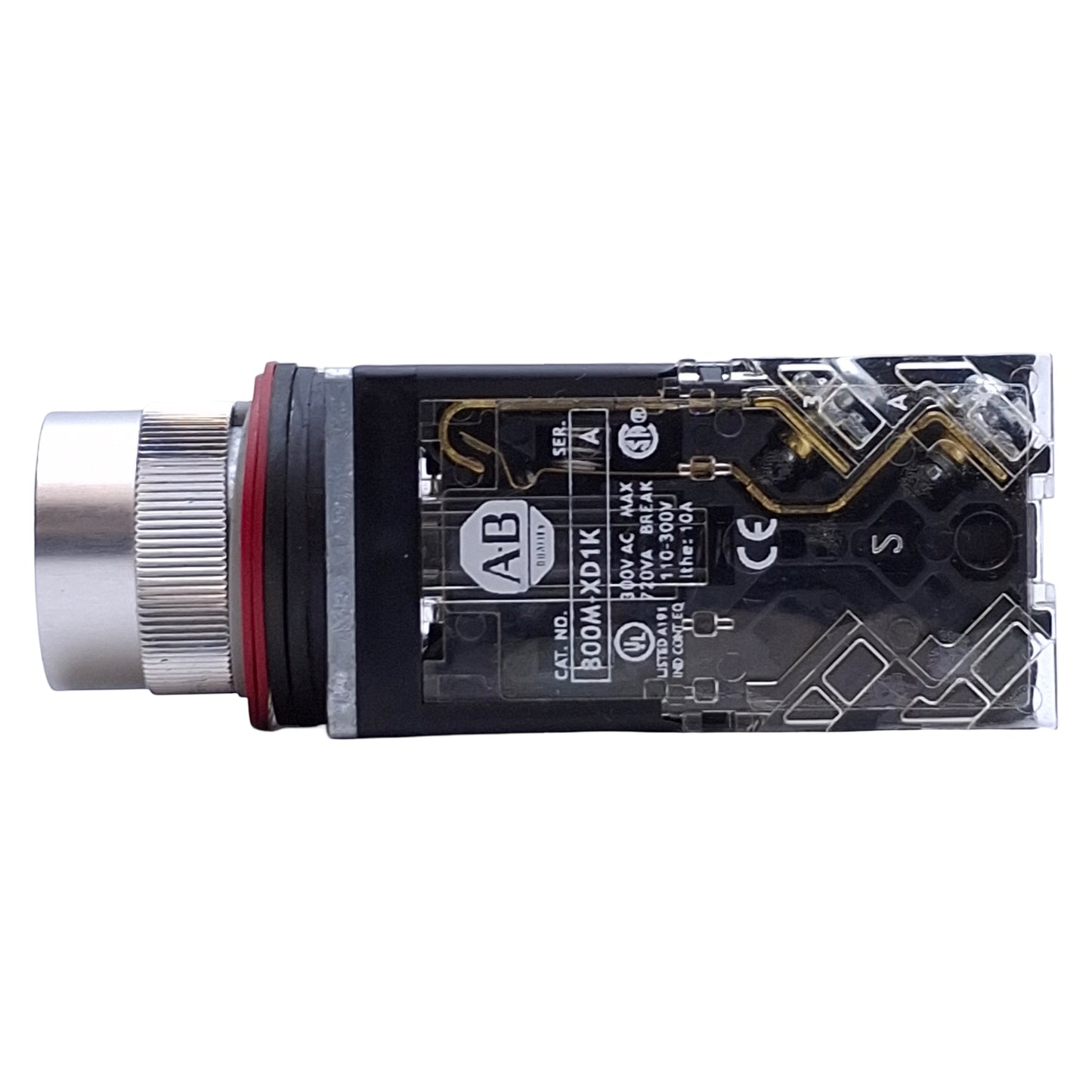 Used Allen Bradley 800MR-A2D1 Black Momentary Pushbutton, ø22mm, 1 NO, 300VAC 10A Max