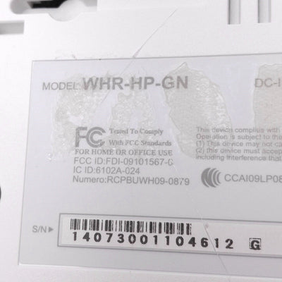 Used Buffalo WHR-HP-GN AirStation HighPower Wireless Router, 2.4GHz, 5-Port, 150Mbps