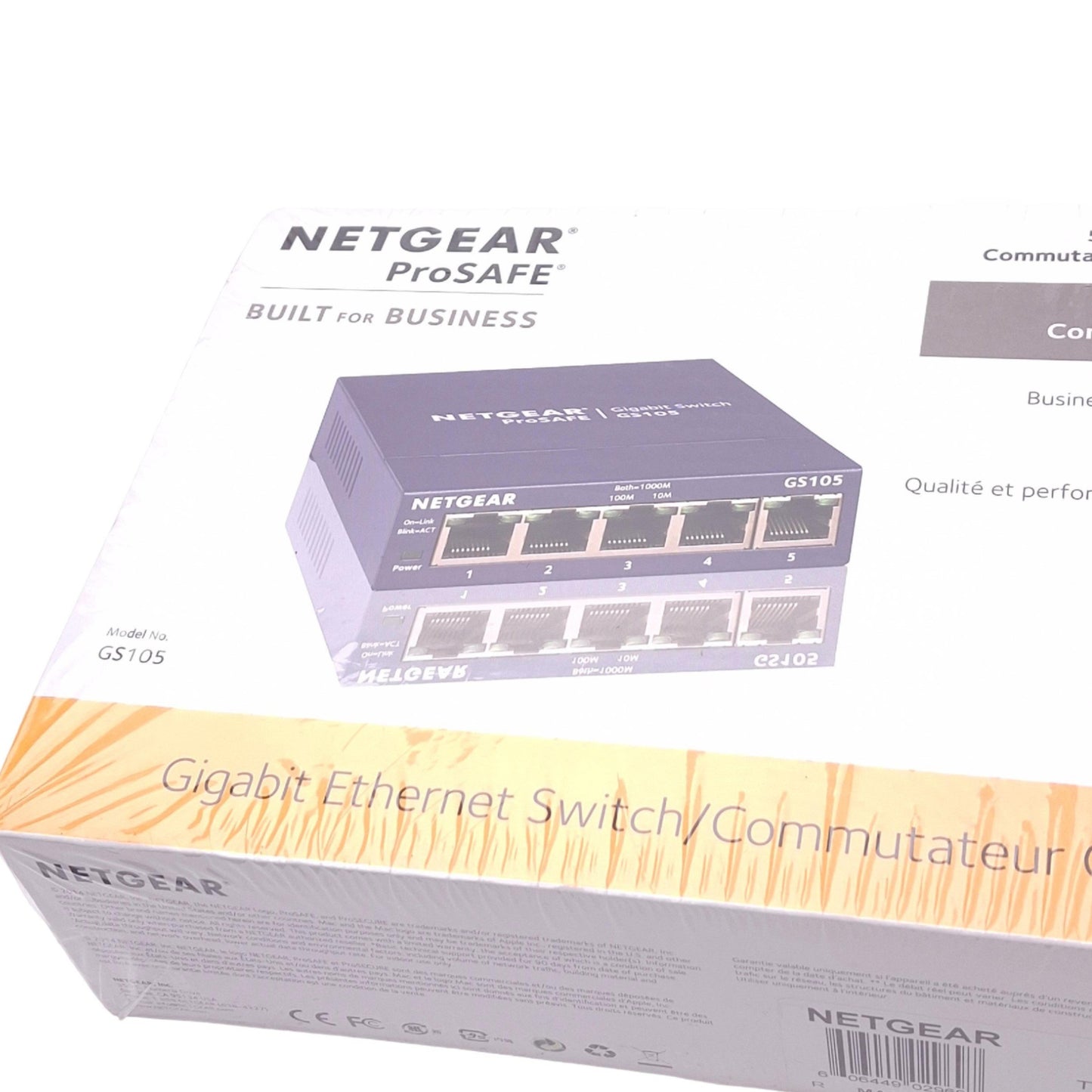 New Netgear GS105 ProSAFE Gigabit Switch, 5-Port RJ45, EtherNet, 12VDC 0.5A