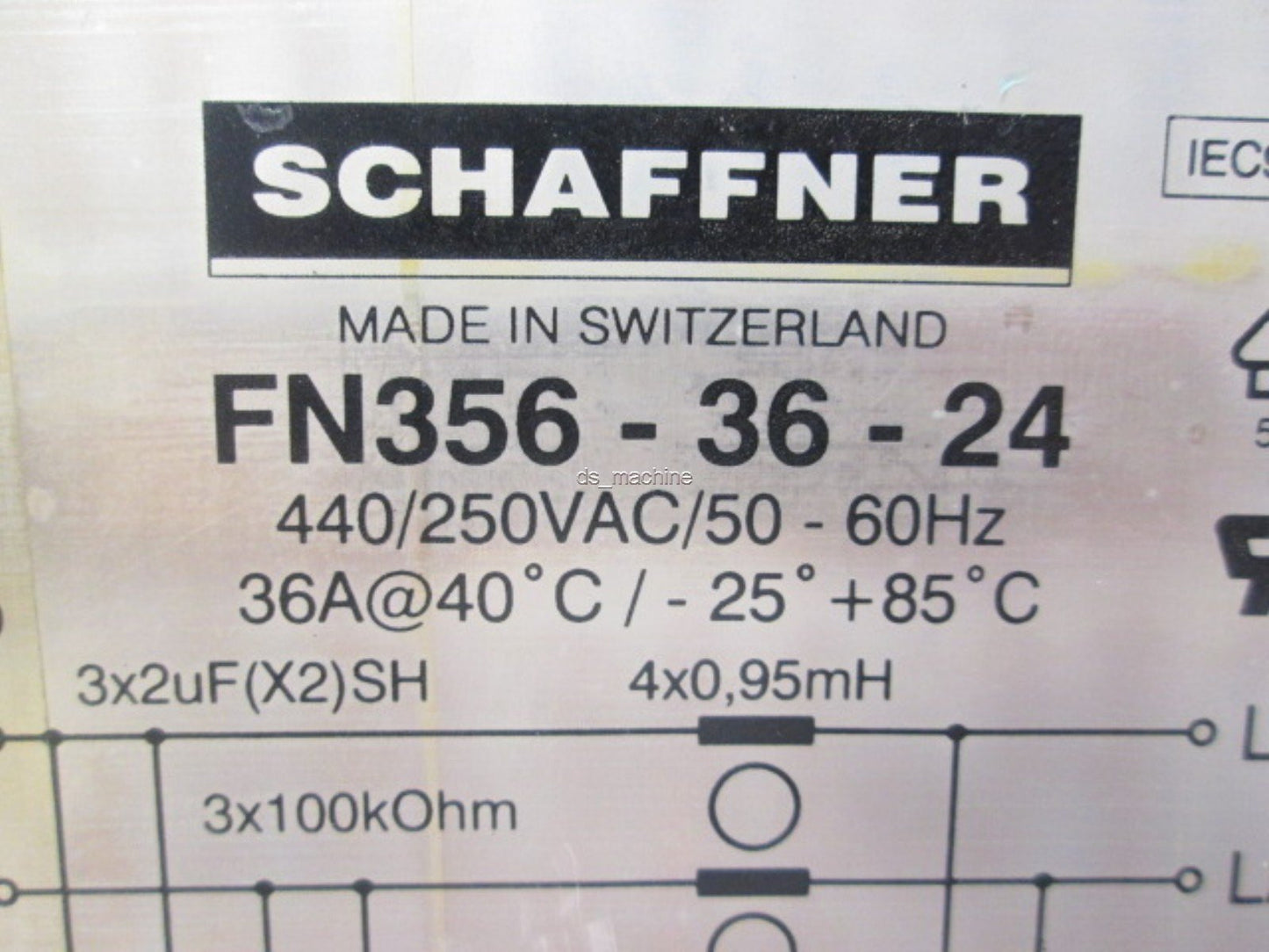 Used Schaffner FN356-36-24 Line Filter 3 Phase 440/250VAC 36A