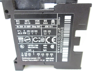 Used Telemecanique LC7K0910B7 Contactor, 24VDC Coil