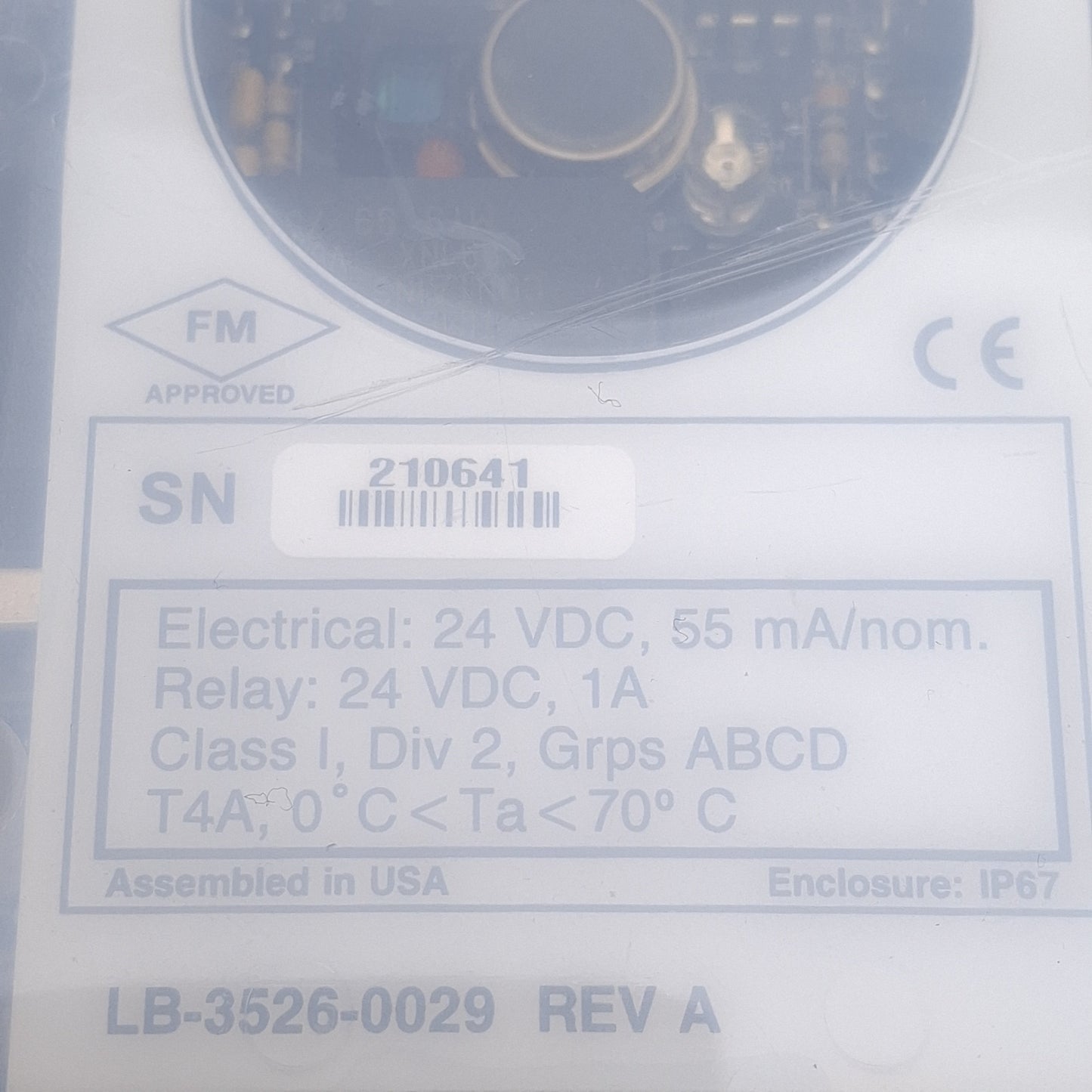 Used HoneyWell FS7-2173-2RPT15 Flame Detector, 1A 24VDC Relay, 120°FOV, ø5/16in Port