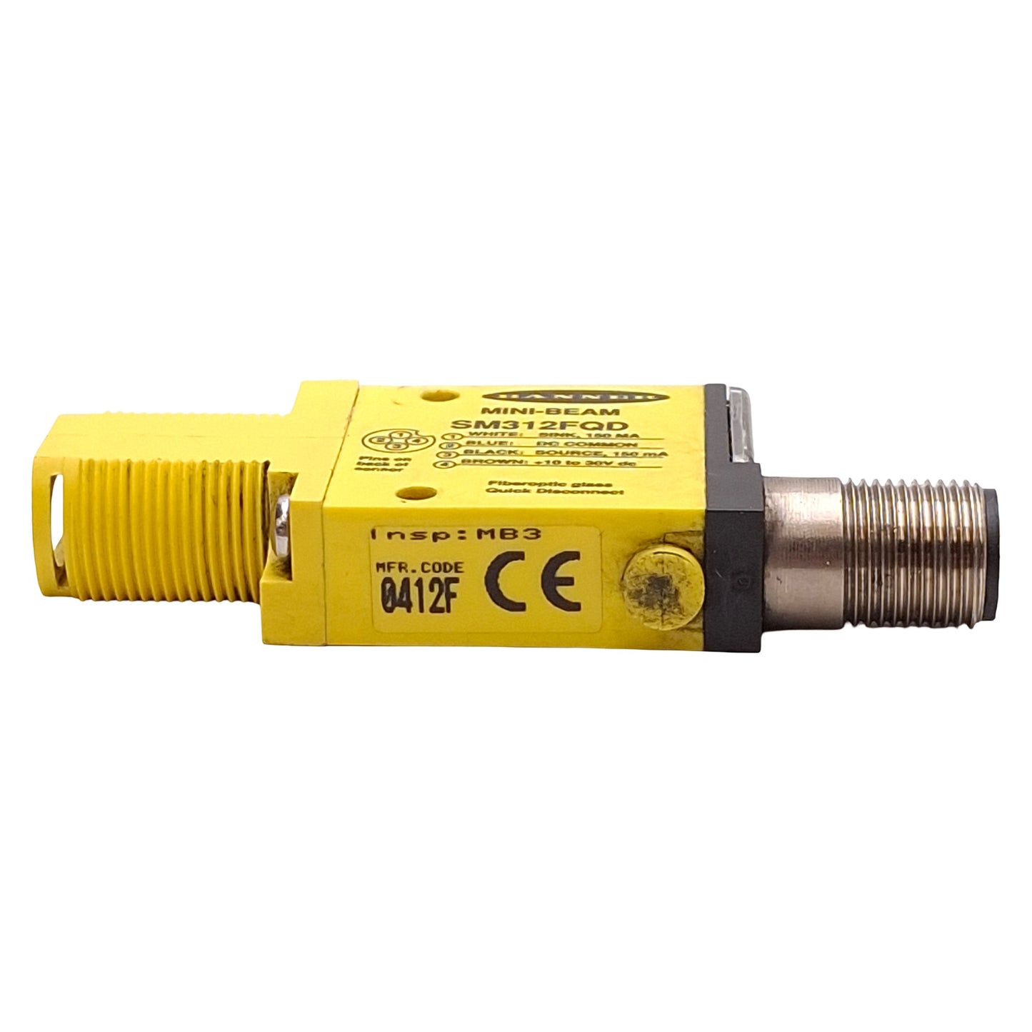 Used Banner SM312FQD MINI-BEAM Fiber Optic Amplifier, Bipolar, 10-30VDC, M12 4-Pin QD