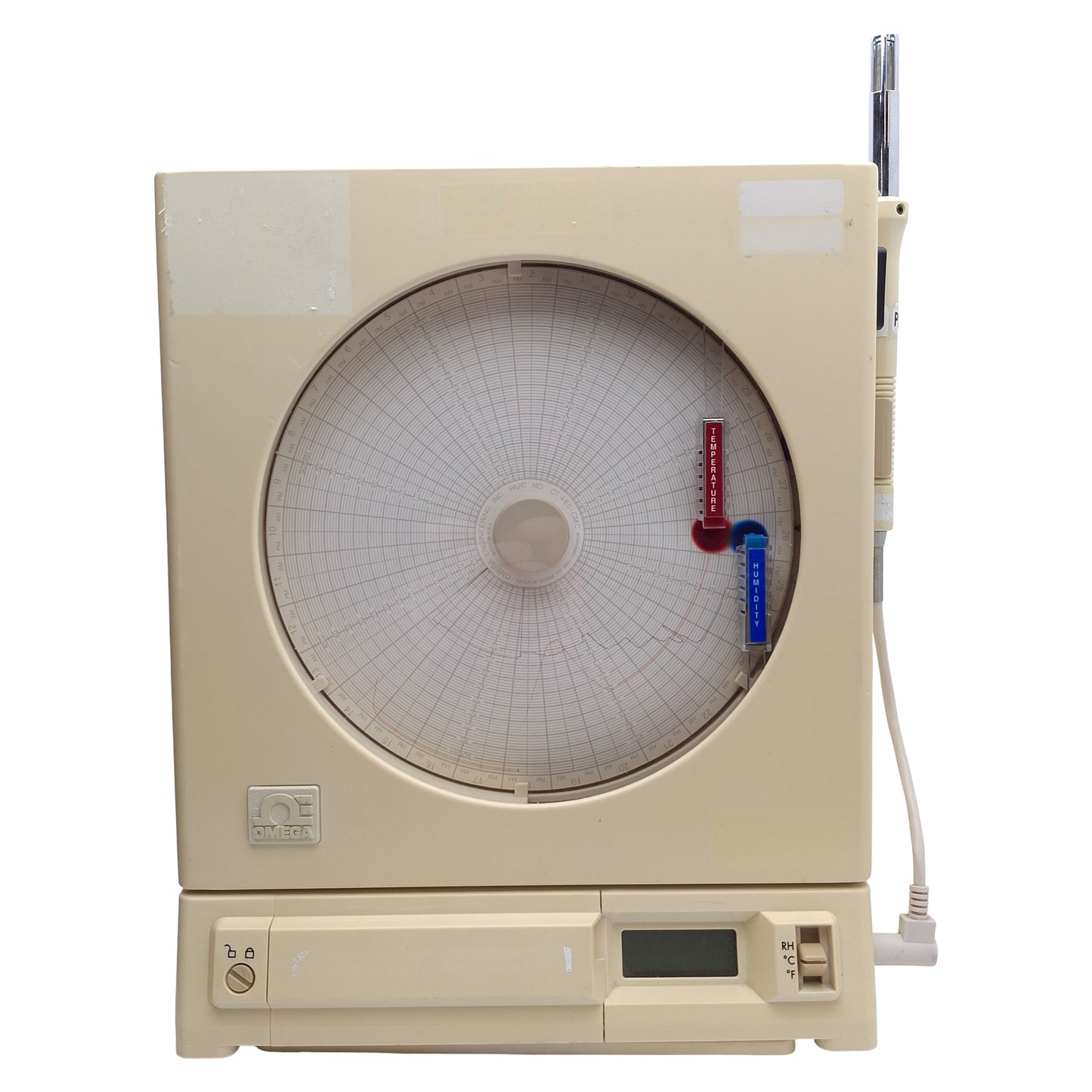 Used Omega CT485B Temperature/Humidity Recorder ºC/ºF 8" Chart 1/7/32-Day 9VDC 1A