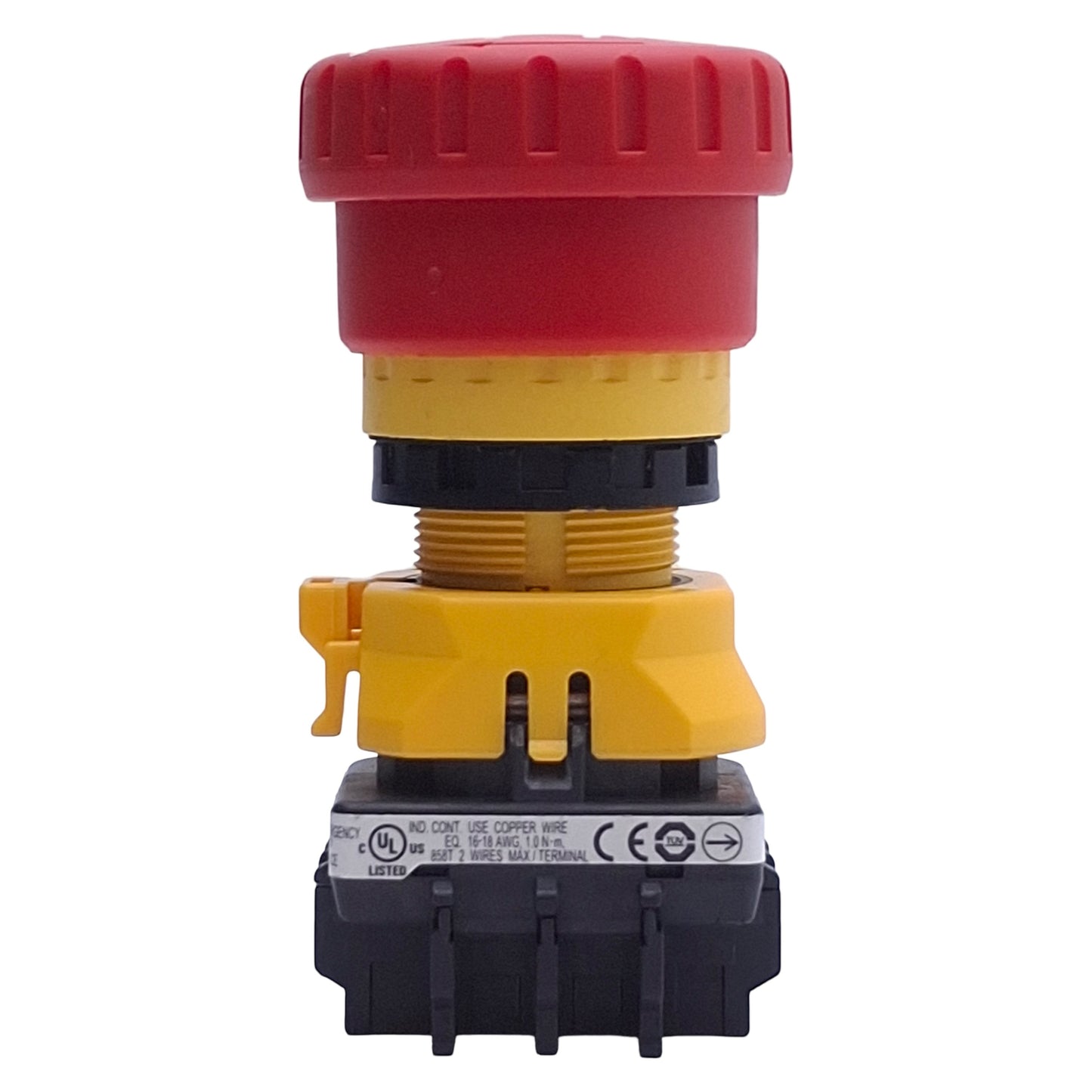 Used Idec XW1E-BV401M-RH-EMO E-Stop Push Button, Twist-Release, 1NC,1.5A 250VAC