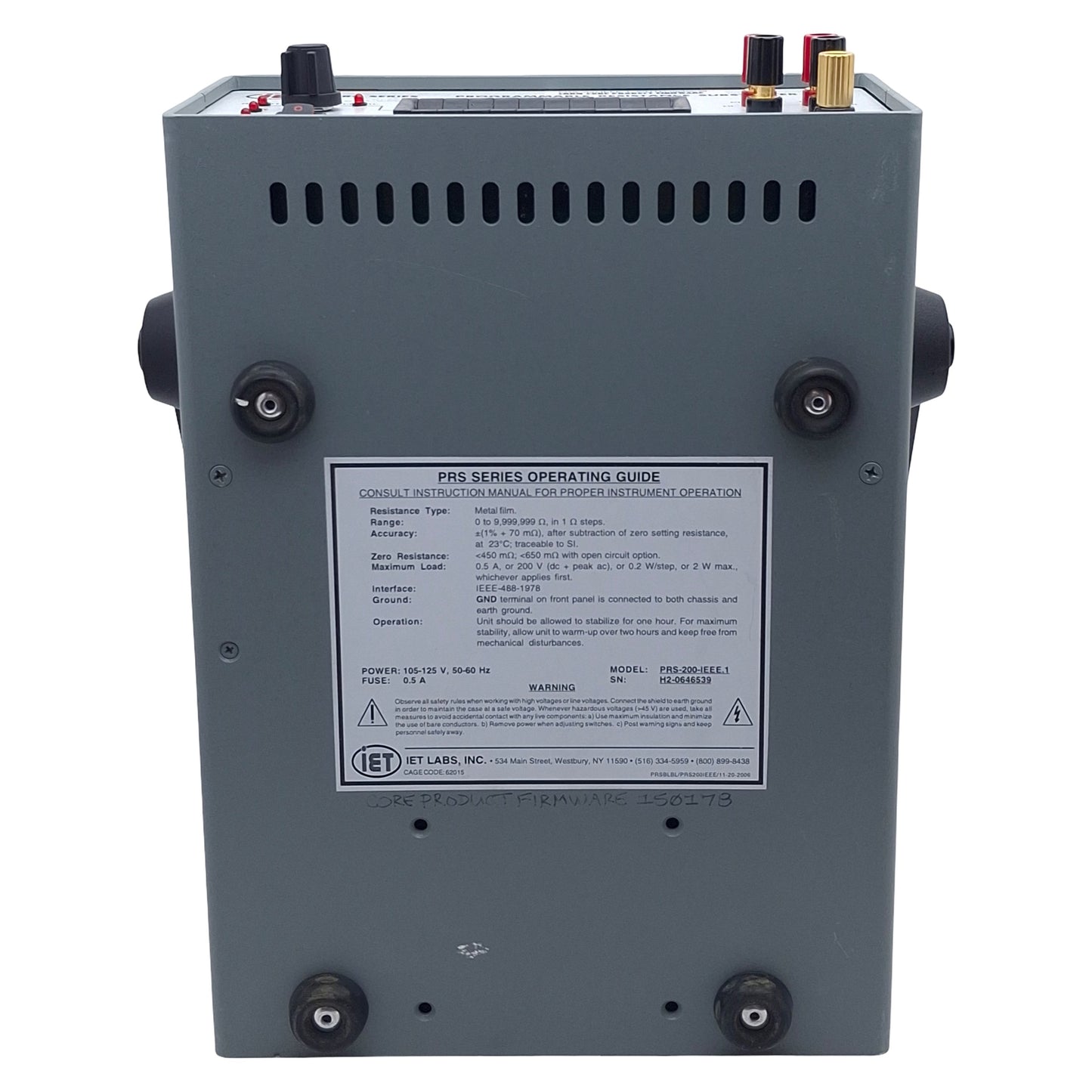 Used IET PRS-200-IEEE.1 Programmable Resistance Substituter, 0-9,999,999Ω, 105-125VAC
