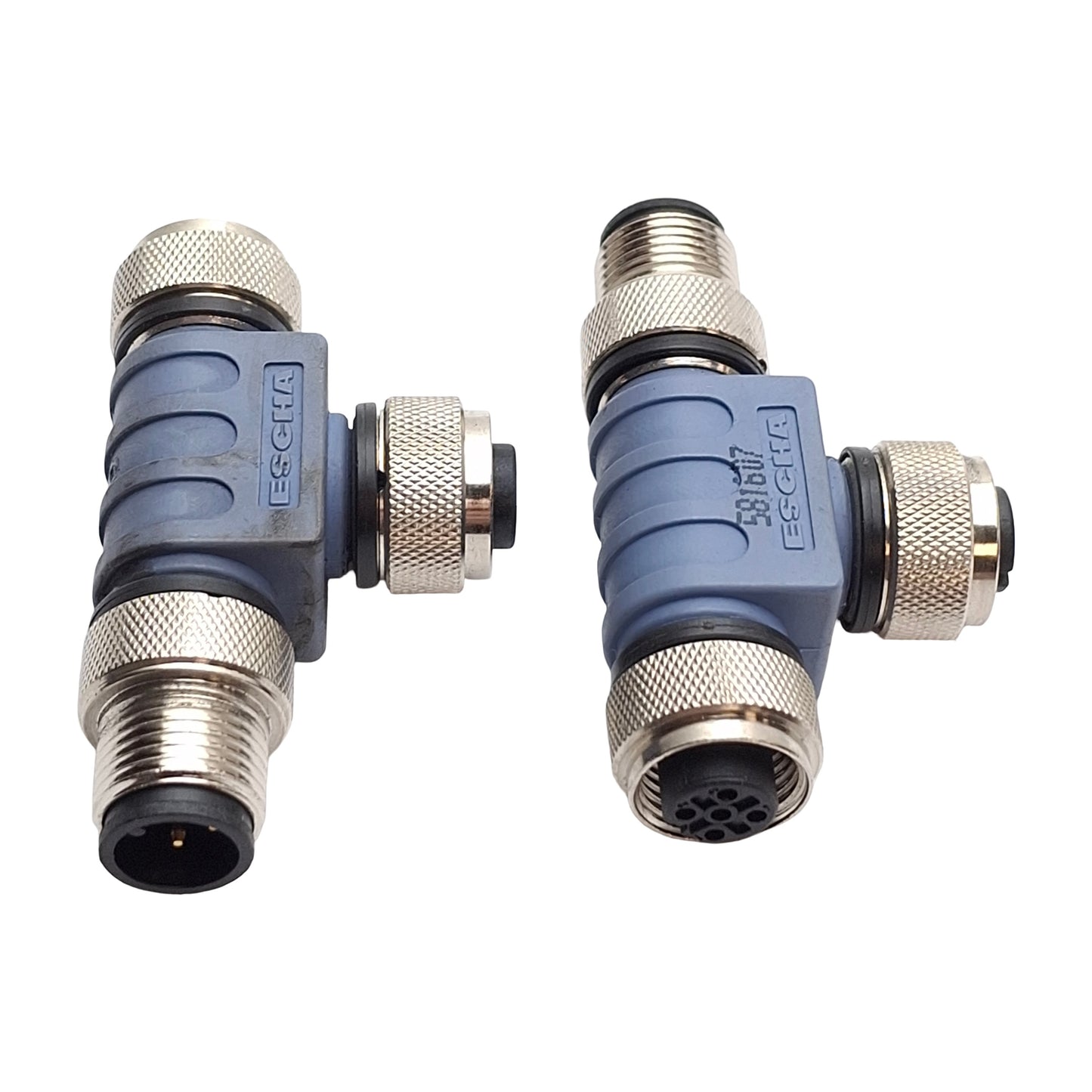 Used Lot of 2 Turck RSC 2RKC 57 Eurofast Connector Tee, 2 Female to 1 Male, M12 5-Pin