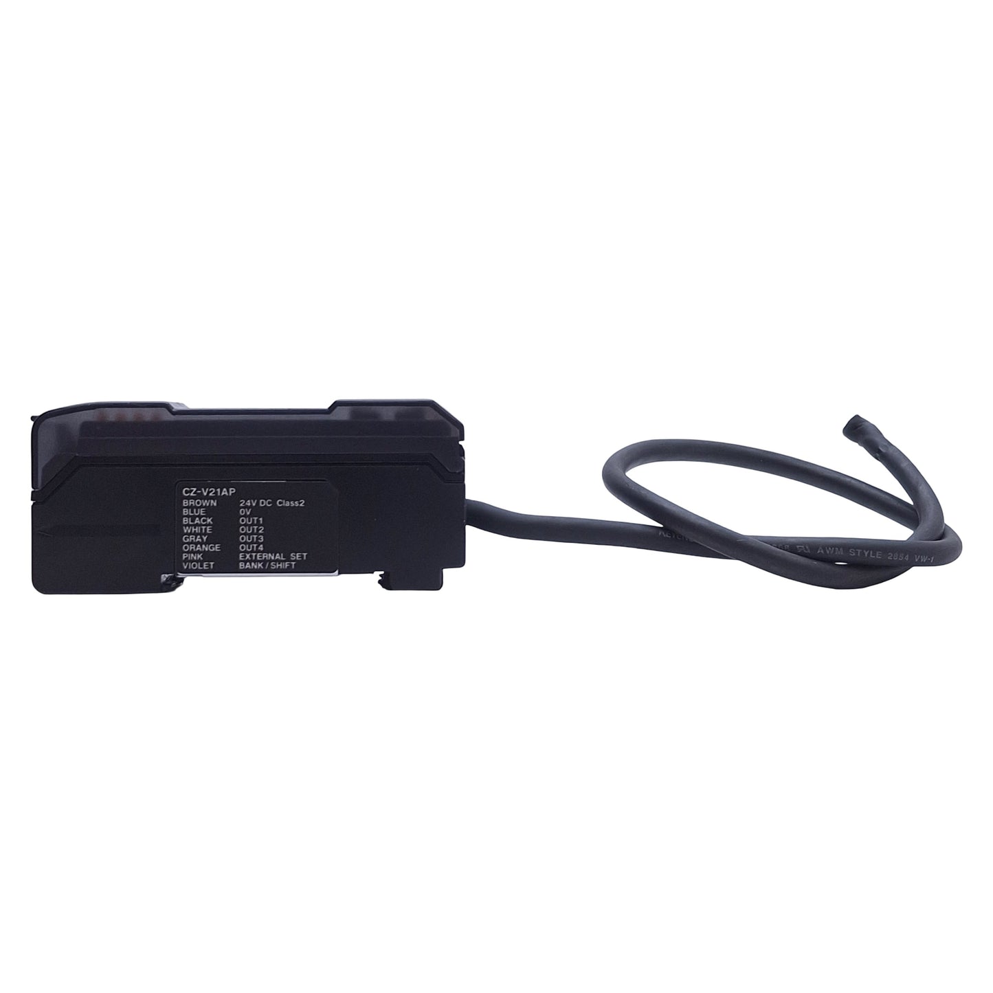 Used Keyence CZ-V21AP Fiber Optic Amplifier Unit, PNP Out, 24VDC, 8-Wire Leads, 1ft