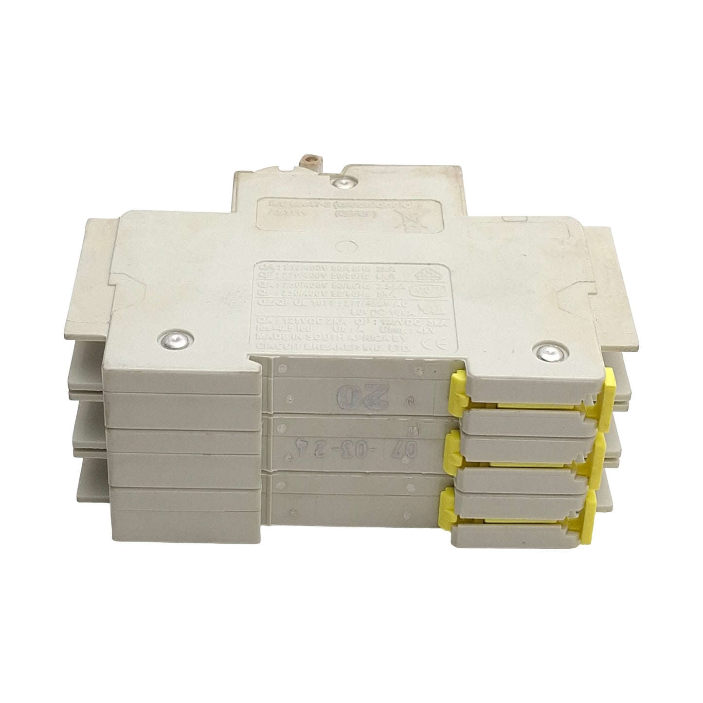 Used CDI QZ-3-13-D-2-20A Miniature Circuit Breaker, 20A, 277/480VAC, 3-Pole, DIN Rail