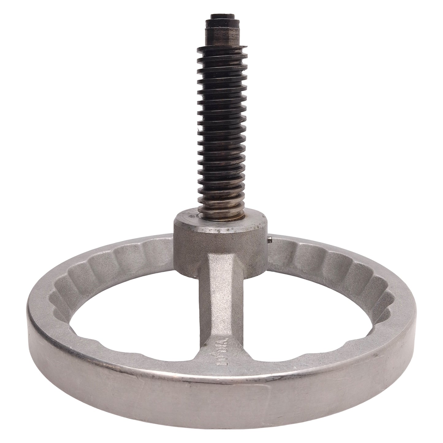 Used Balcrank 10in Aluminum Hand Wheel ø5/8in Bore, ø1.25in OD x 1/4in Lead Screw