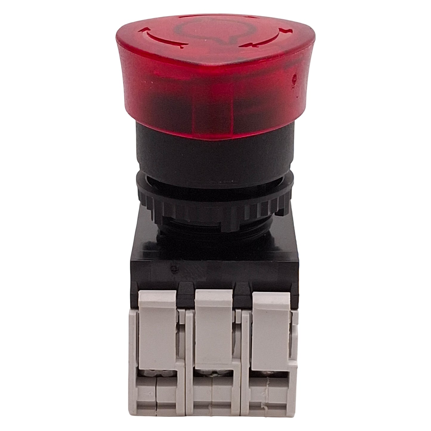 Used Baco L22EM10-3EARL11 Red Twist-Release E-Stop Pushbutton, 1NO+1NC, 24VAC/DC Lamp