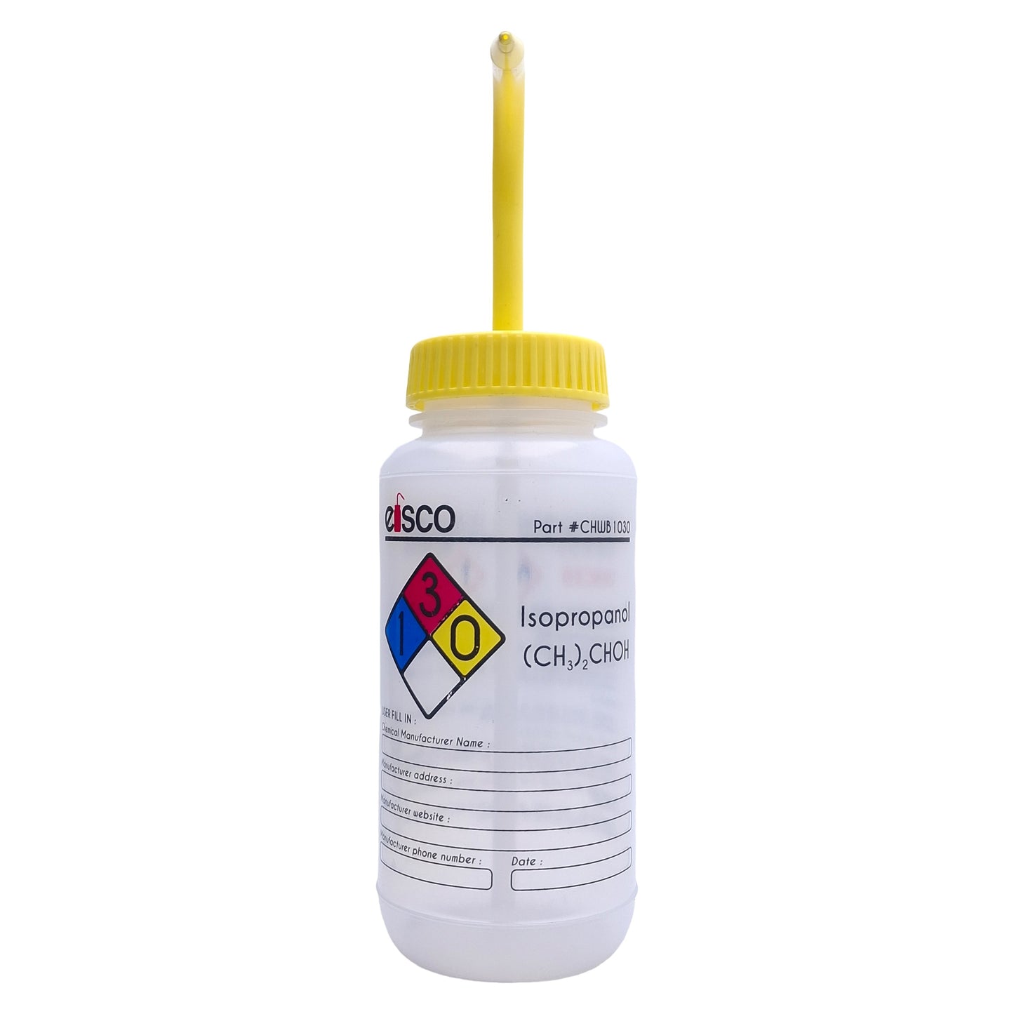 Used Lot of 3 Eisco Labs CHWB1030 Plastic Wash Bottle For LDPE, 500ml Capacity