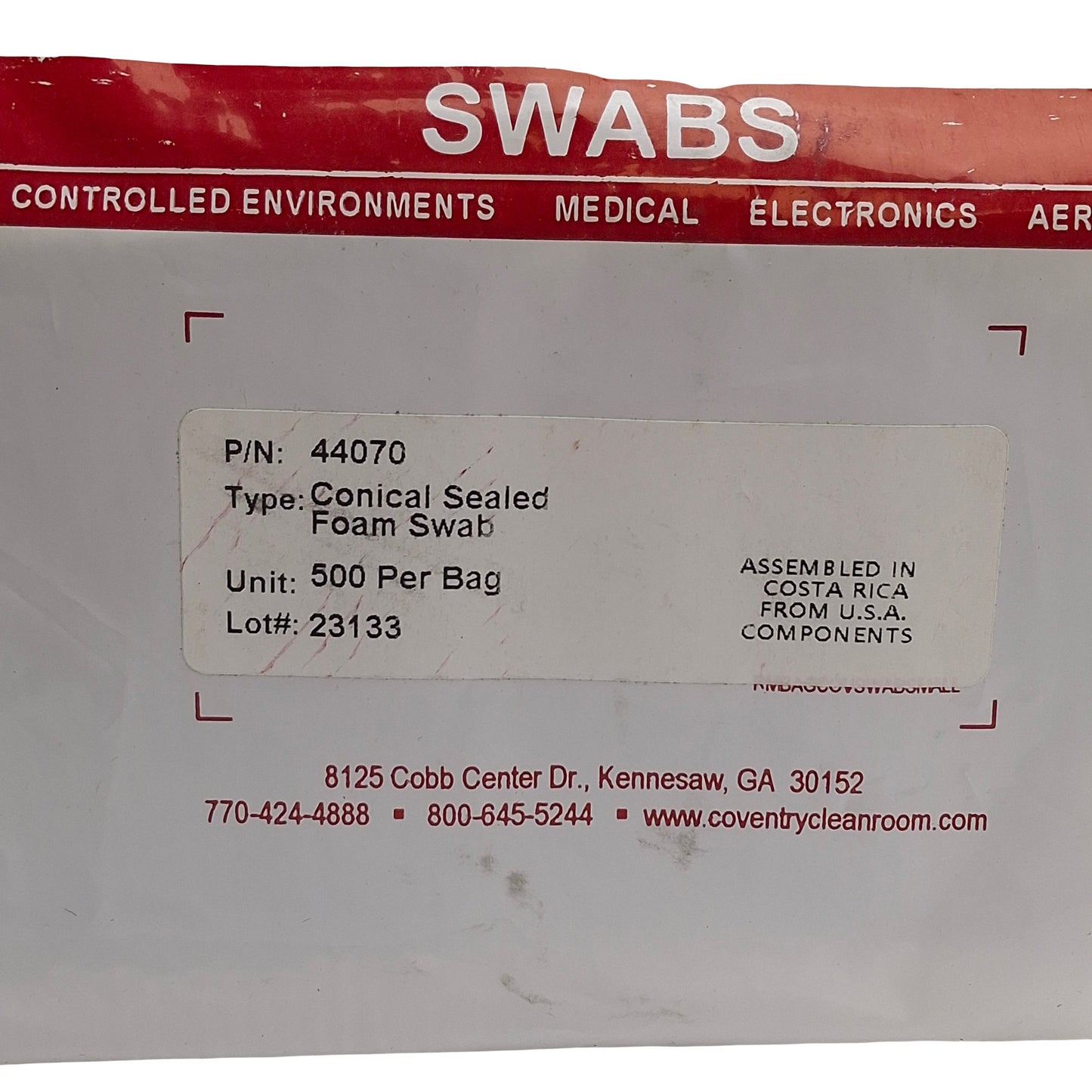 New Coventry 44070 Chemtronics Sealed Foam Swabs, ø3.3mm x 8cm, Bag of 500 Swabs