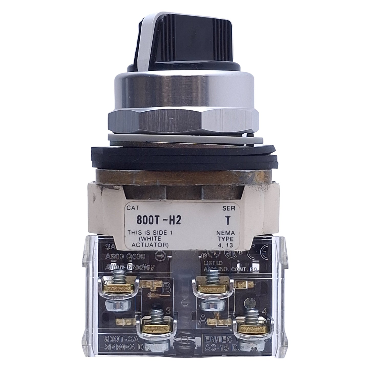 Used Allen Bradley 800T-H2A 2-Position Maintained Selector Switch, ø30mm, 1NO+1NC