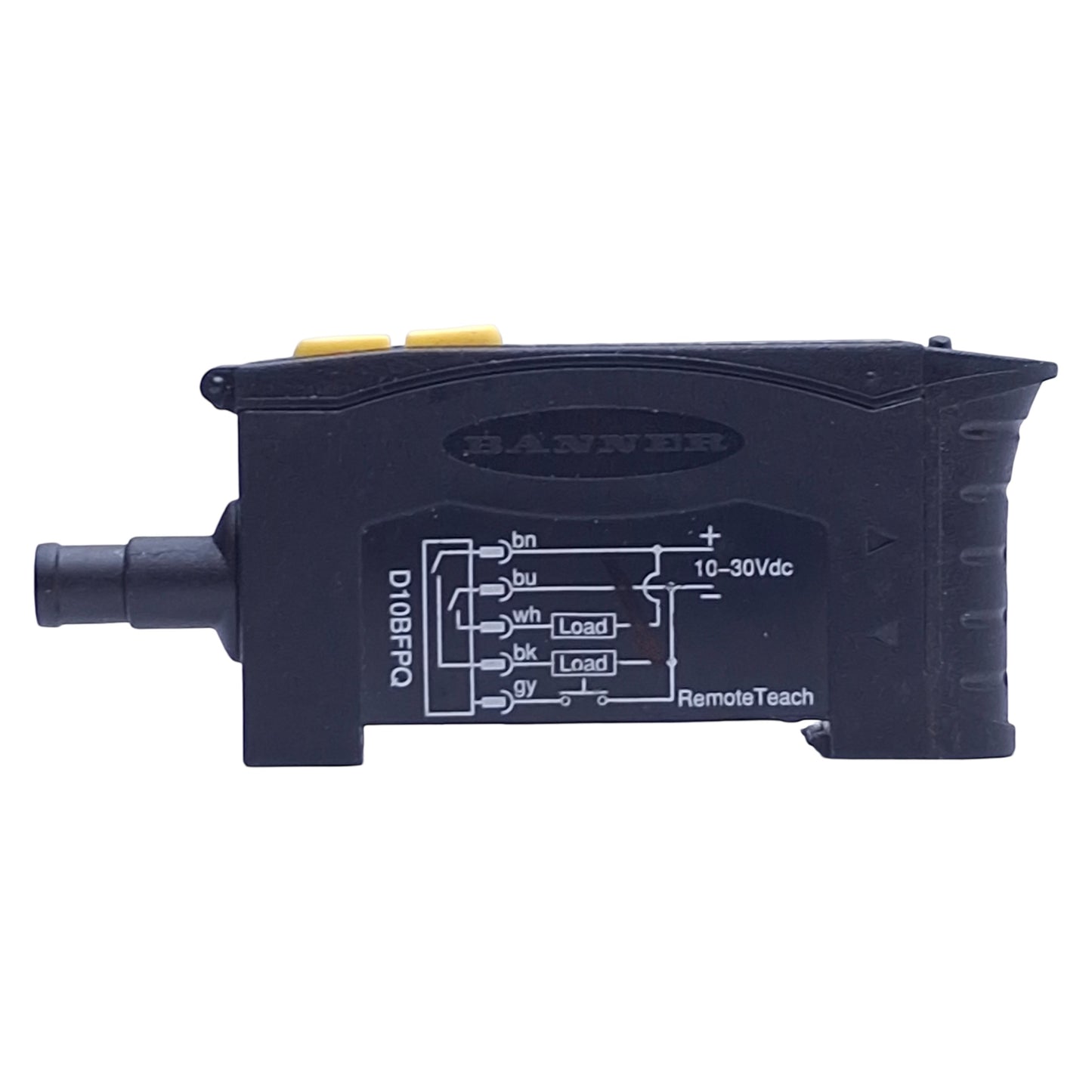 Used Banner D10BFPQ Fiber Optic Sensor, NPN/PNP Out, Red Beam, 10-30VDC, 6-Pin M8