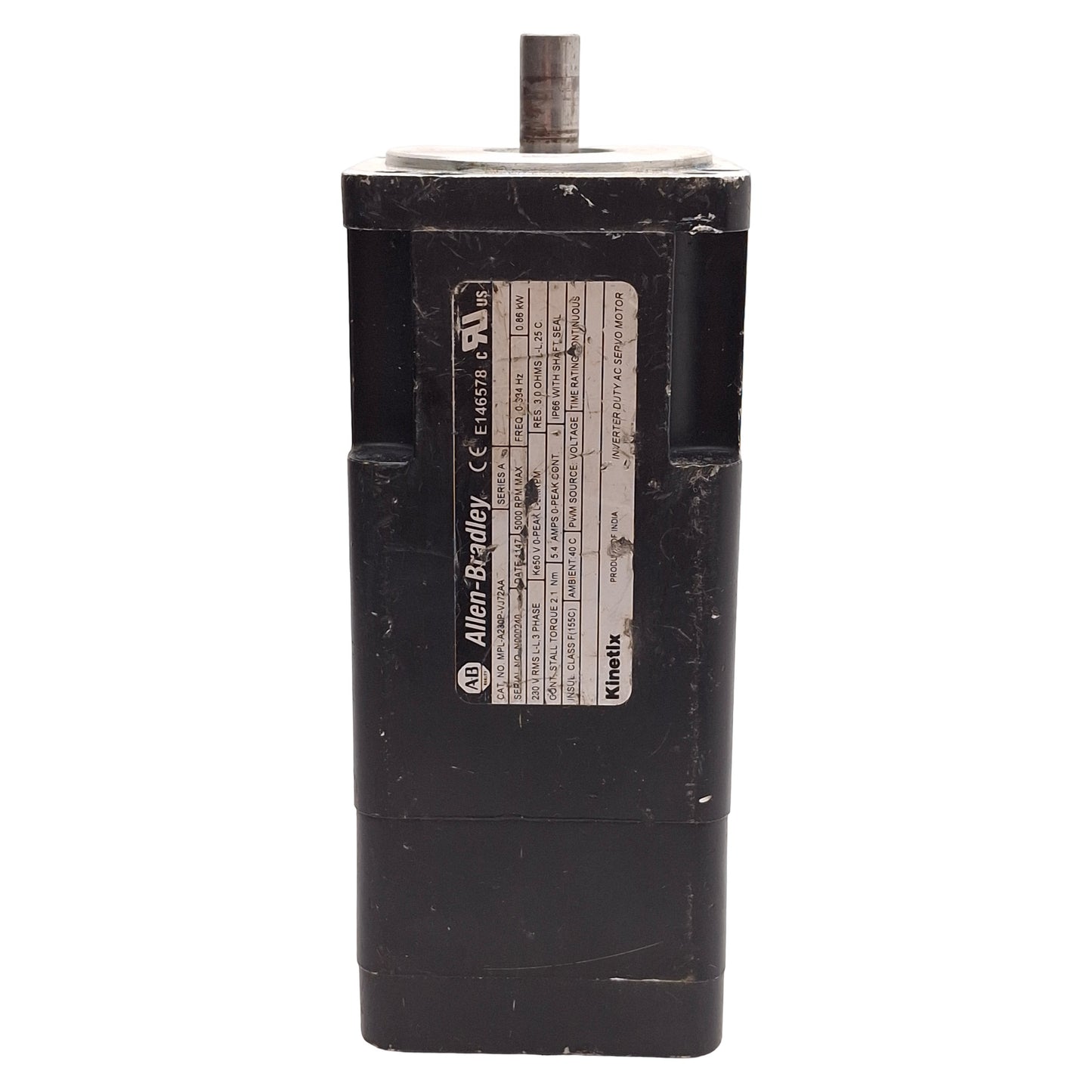 Used Allen Bradley MPL-A230P-VJ72AA Kinetix Servo Motor 0.86kW 3Ø 230VAC, 70mm Flange