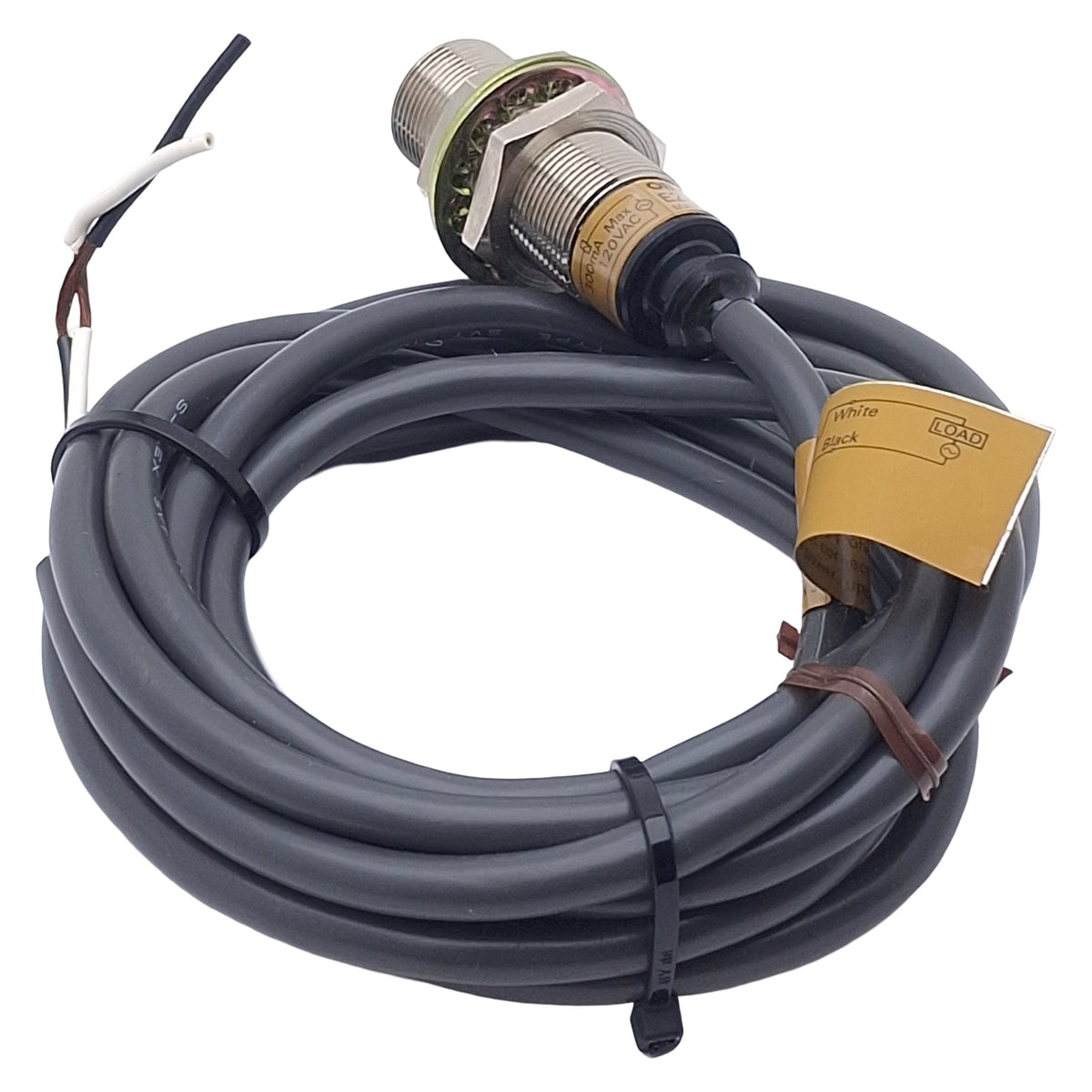New – Open box Omron E2E-X5Y2-53US Proximity Sensor, NC, 5mm Range, 120VAC, M18 Barrel, 2-Wire