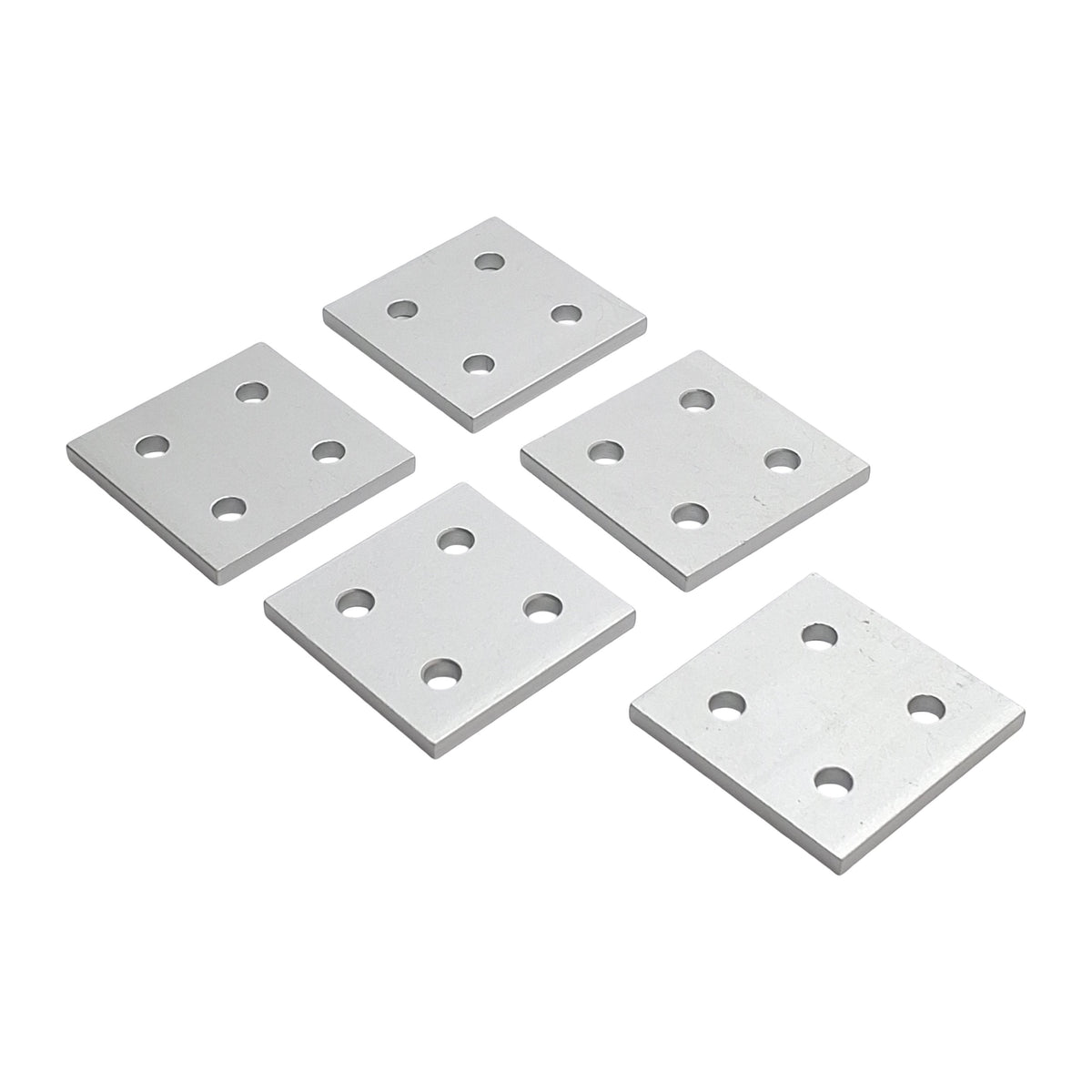 New Lot of 5 80/20 4167 4-Hole Square Flat Plates, 2in x 2in x 0.188in, 10-Series