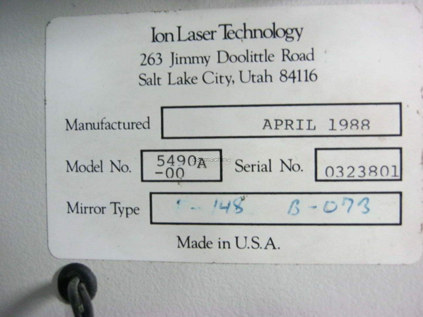 Used Ion Laser Technology 5490A Laser with 5400C Controller *Tested & Working*