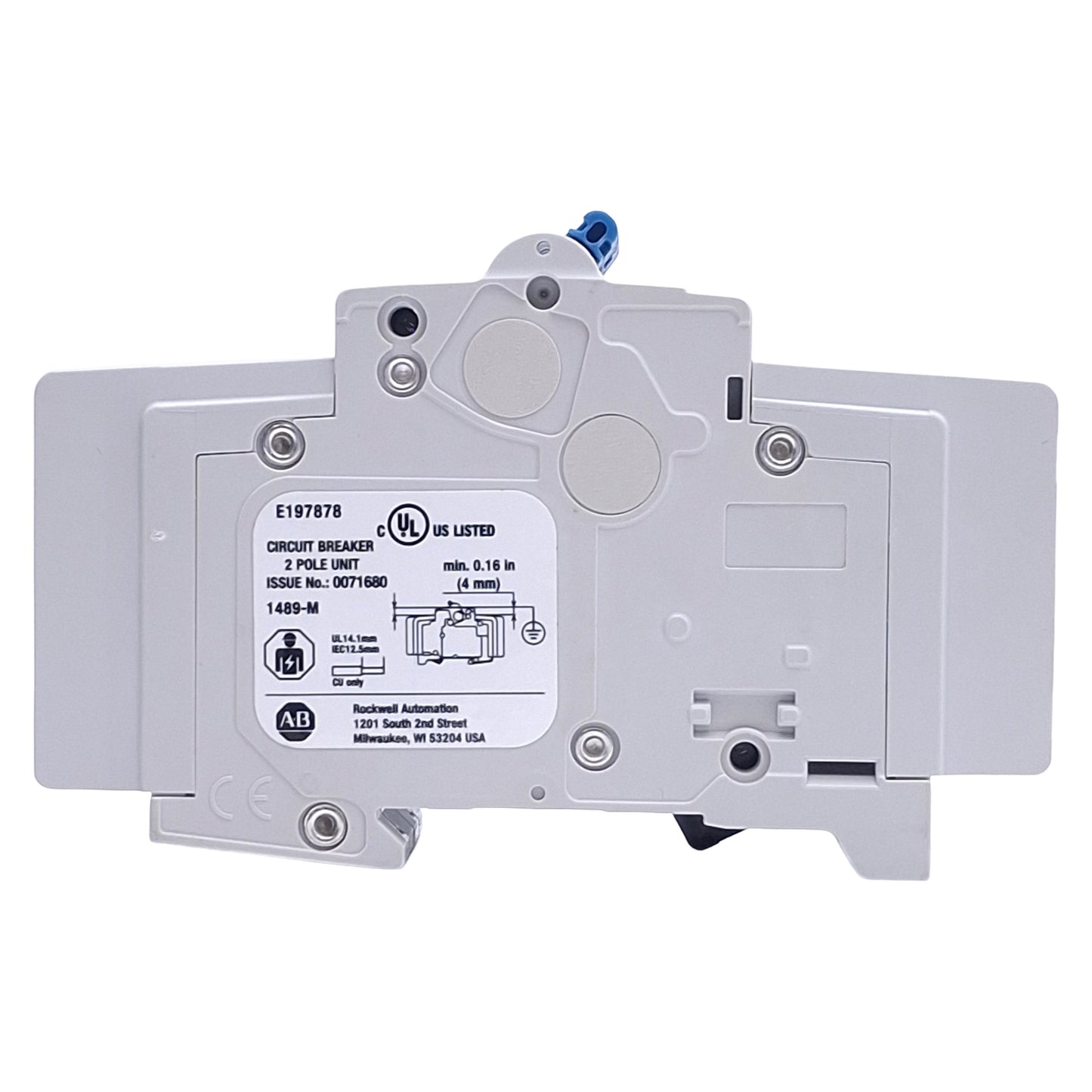 New – Open box Allen Bradley 1489-M2C150 Circuit Breaker, 2-Pole, 480Y/277VAC, 10A, DIN Rail