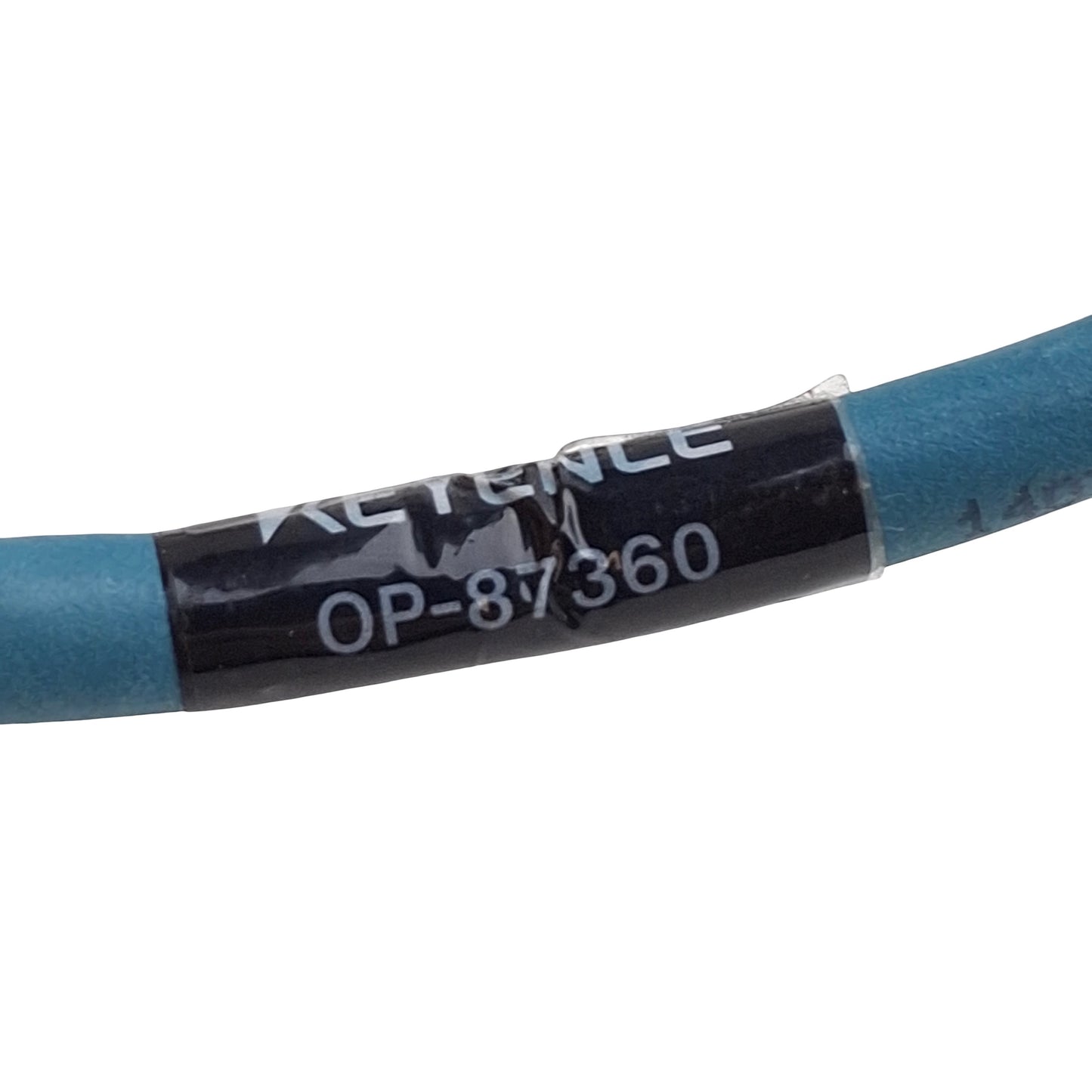 Used Keyence OP-87360 Ethernet PLC Cable, Length: 5 meters, RJ45 to M12 X-Code