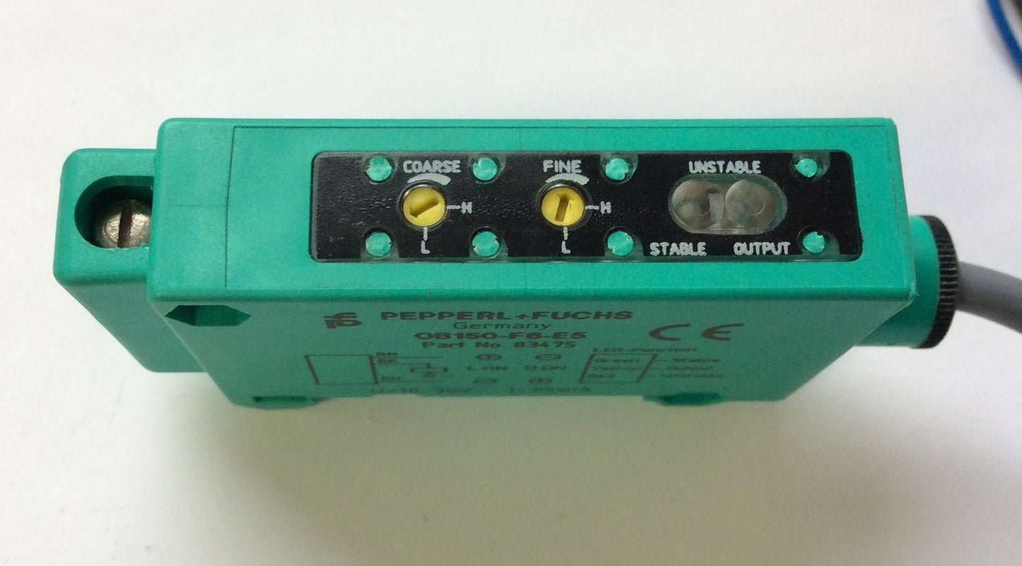 Used Pepperl+Fuchs OB150-F6-E5 Plastic Fiber Optic Amplifier, 10-30VAC, 100mA