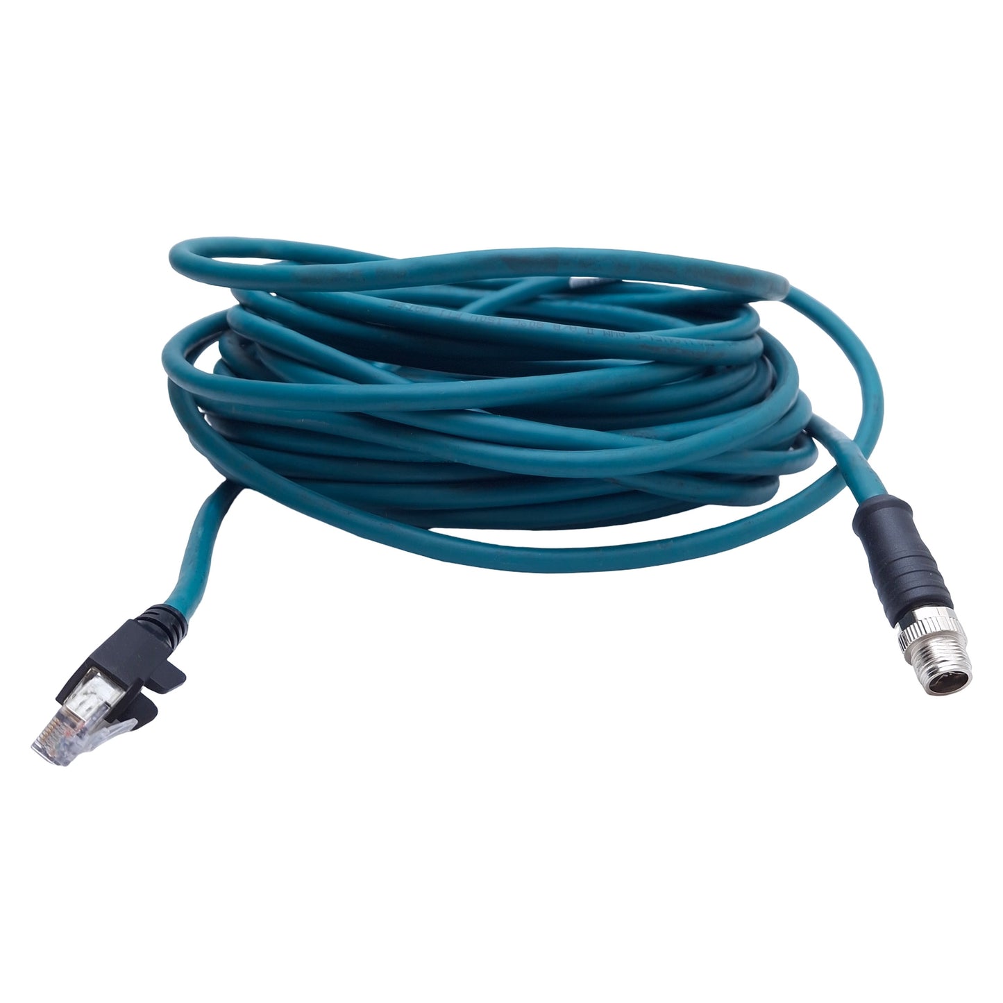 Used Cognex CCB-84901-2001-15 In-Sight Ethernet Cable RJ45 to M12 X-Coded 8-Pin, 15m
