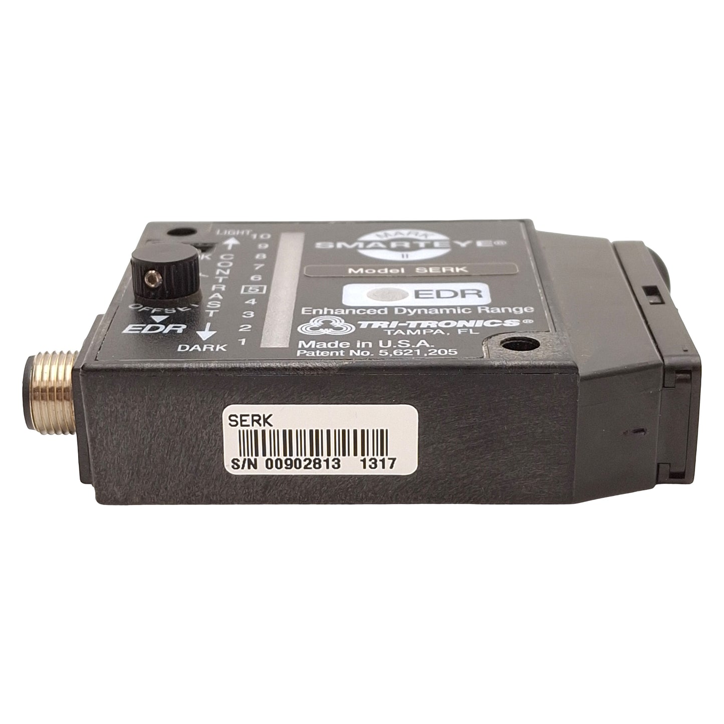 Used Tri-Tronics SERKF1 SmartEye Mark II Fiber Optic Sensor, Red LED, M12, 12-24VDC