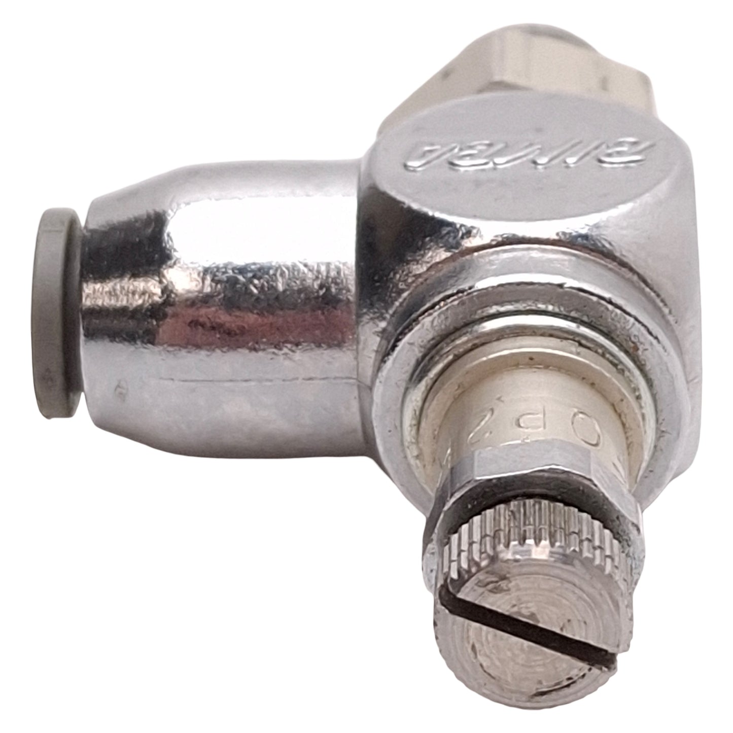 Used Lot of 2 Bimba FQP2K Flow Control Fitting, Knob, 150psi, ø1/4in P2C, 1/8in NPT