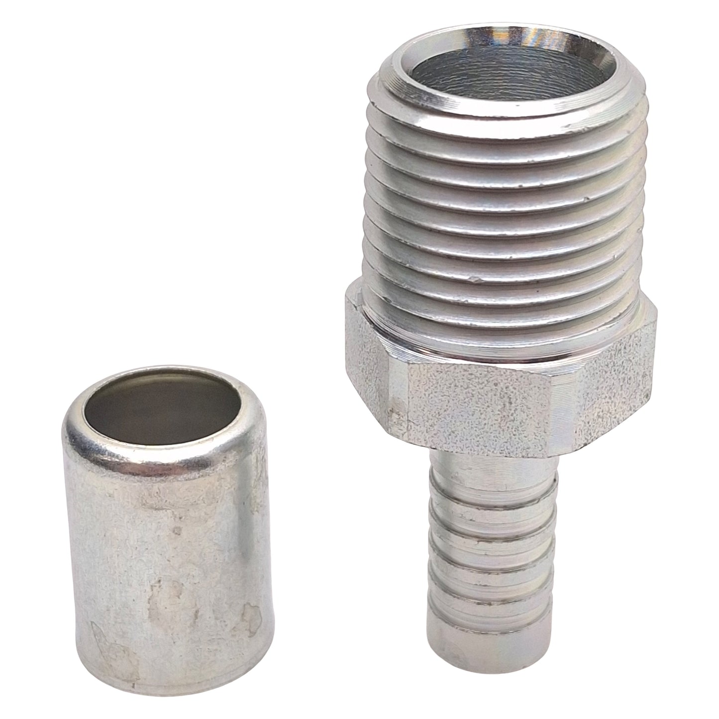 New Danfoss FC9846-0808S Pneumatic Steel Crimp Fitting, 1/2in NPT, Dash 08 Hose Barb