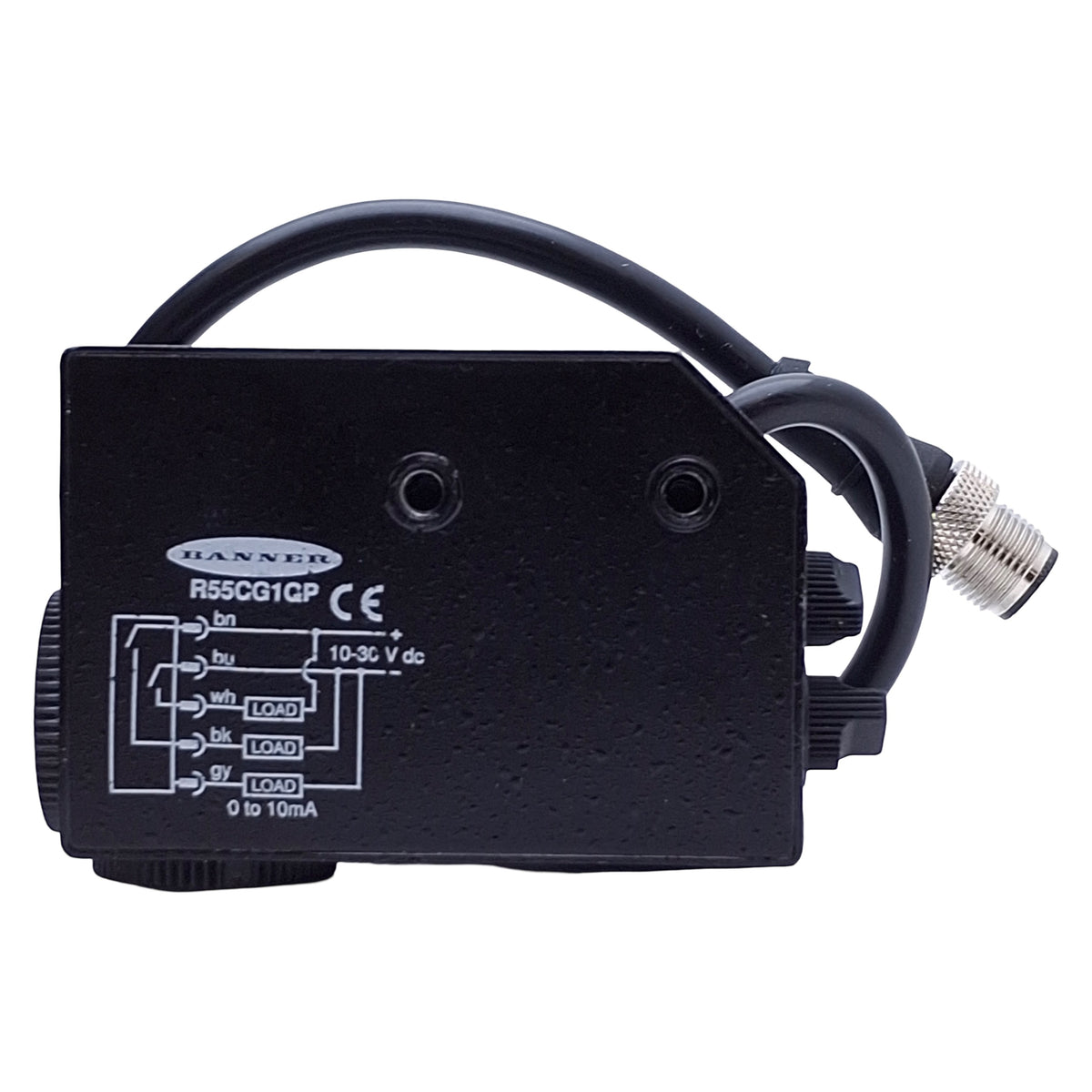 New – Open box Banner R55CG1QP Color Mark Sensor NPN/PNP, 10-30VDC, 10mm Focus, 5-Pin QD Male