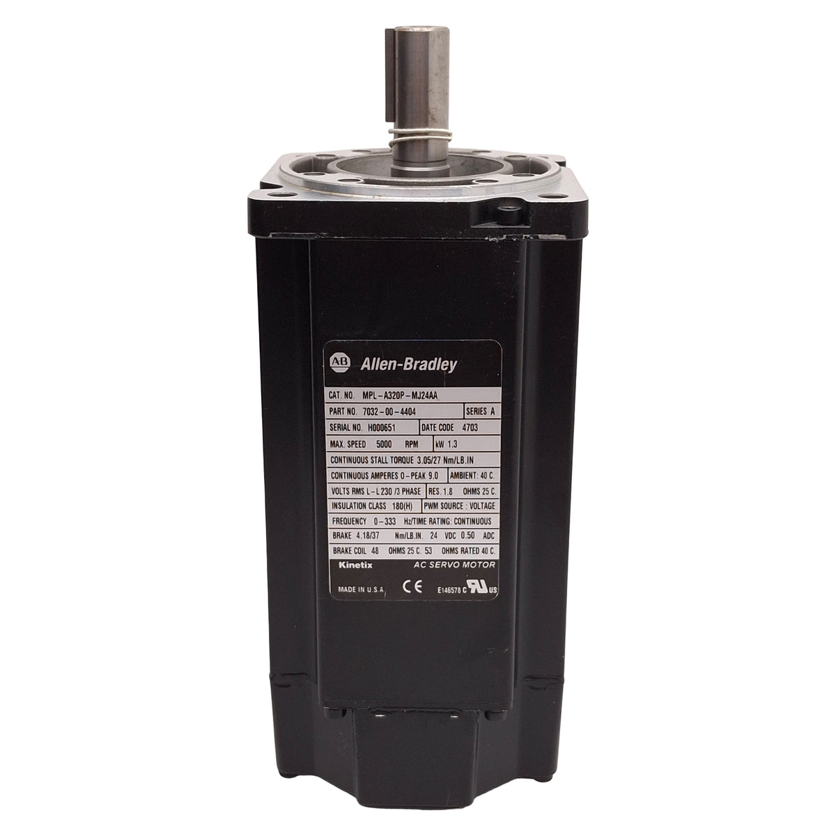 New Allen Bradley MPL-A320P-MJ24AA Servo Motor 1.3kW 230VAC 1024sin/cos, 24VDC Brake