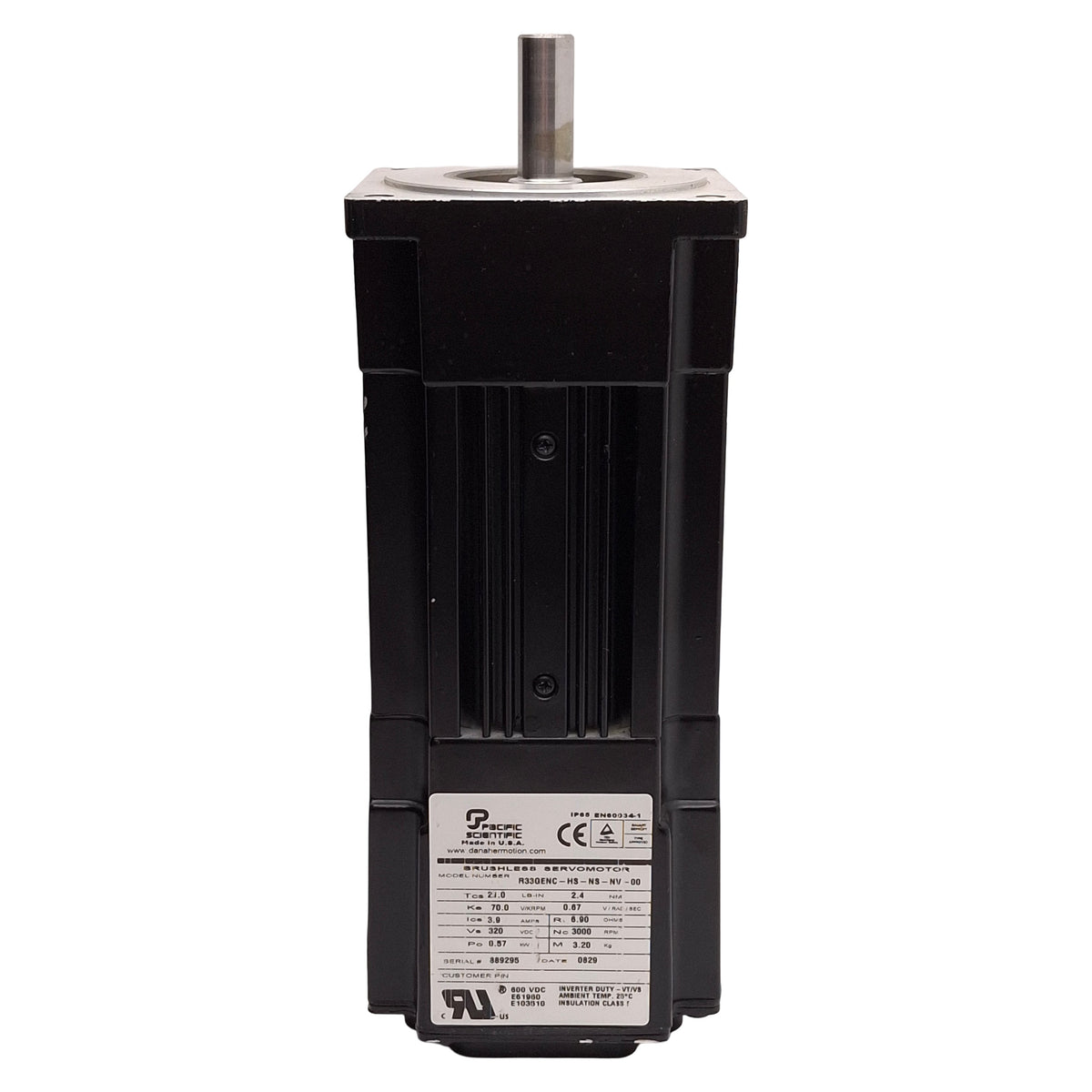 Used Pacific Scientific R33GENC-HS-NS-NV-00 Servo Motor, 0.57kW, 320VDC, NEMA 34