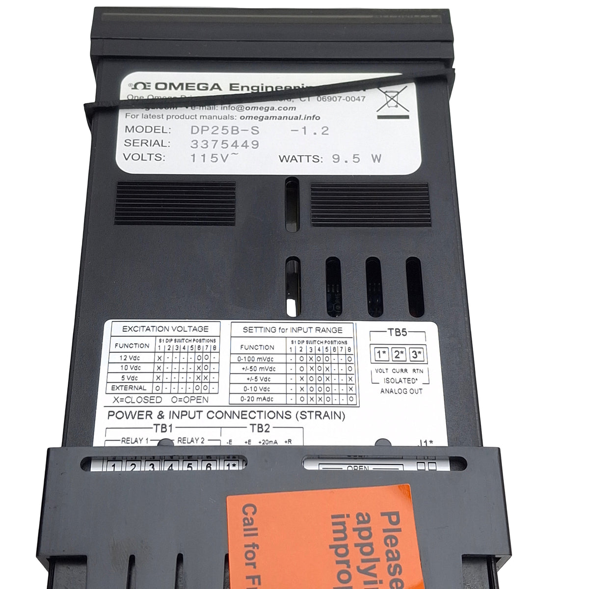 New Omega Engineering DP25B-S-1.2 Panel Meter, 1/8DIN, 115VAC, 2-Relay Outputs