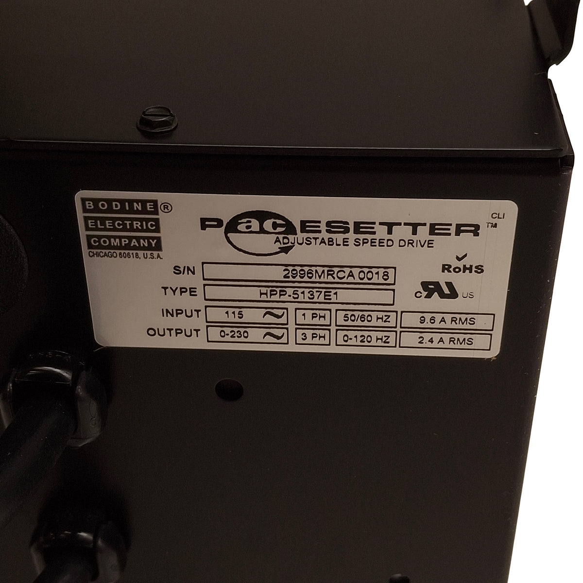 New – Open box Bodine HPP-5137E1 Adjustable Speed Drive 115VAC In, 3Ø 0-230VAC 0-120Hz Out