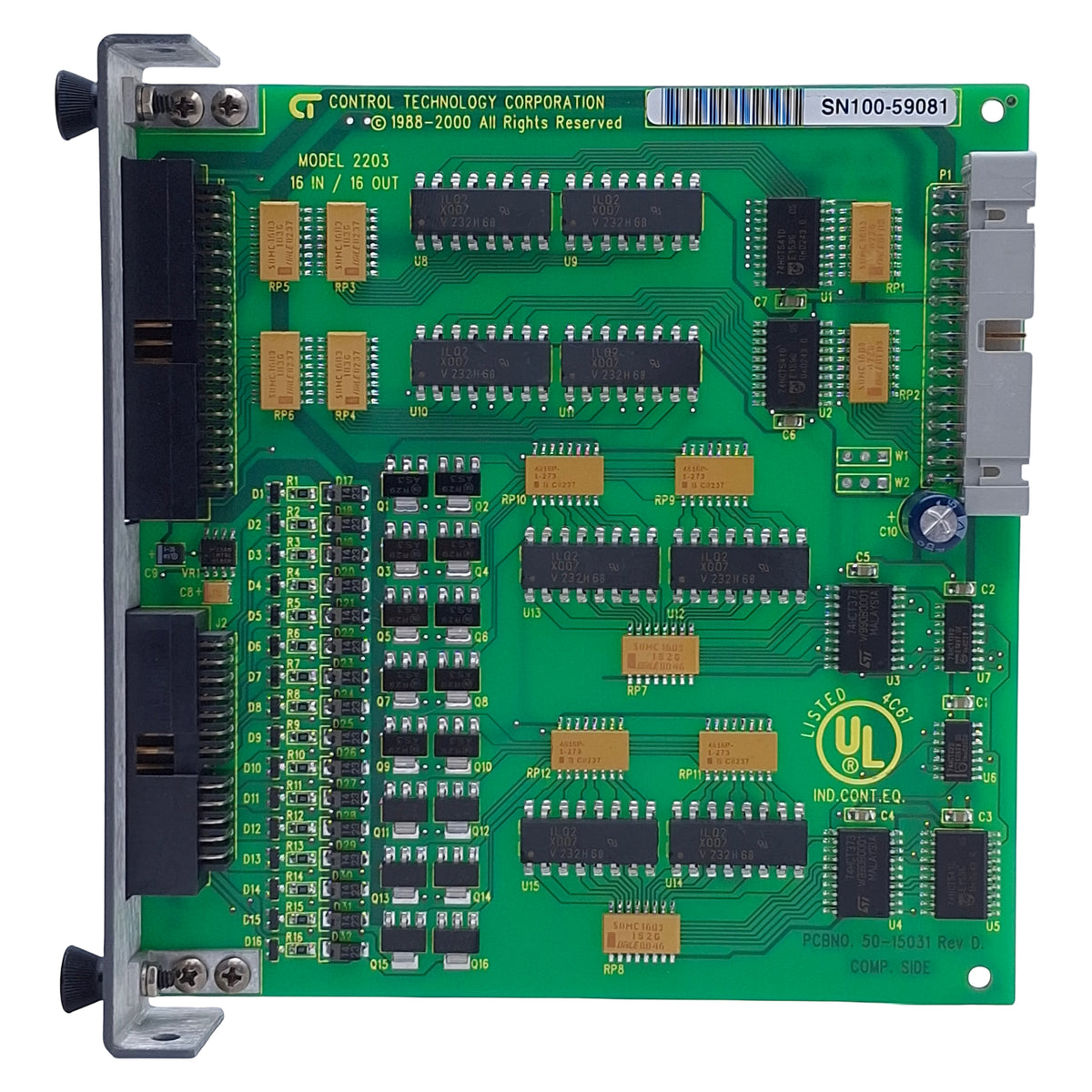 Used Control Technology 2203 I/O Module, 16-Inputs & 16-Outputs, 24VDC 110-200mA